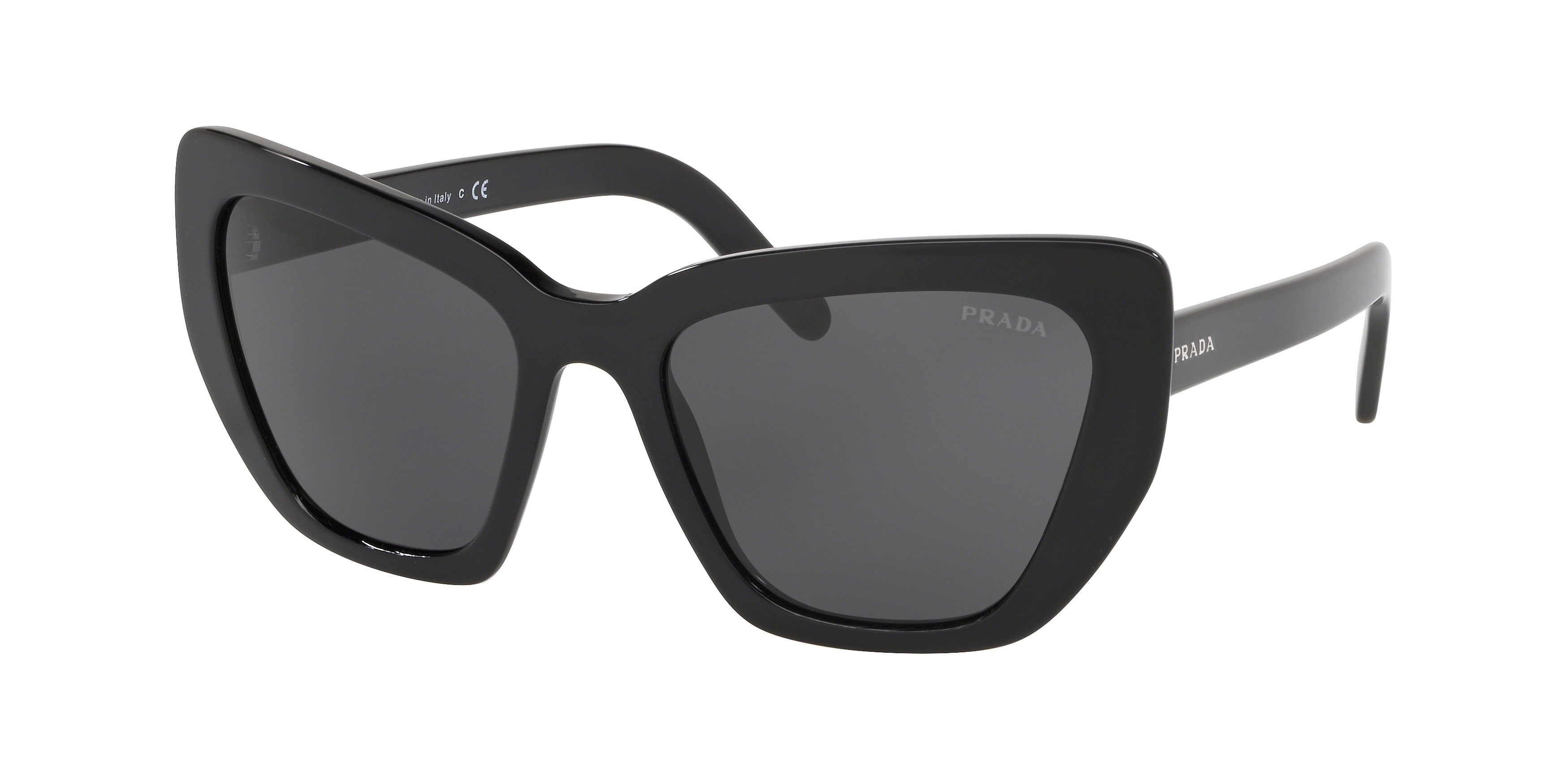 Prada CATWALK PR08VS Cat Eye Sunglasses 1AB5S0-Black 55-140-19 - Color Map Black