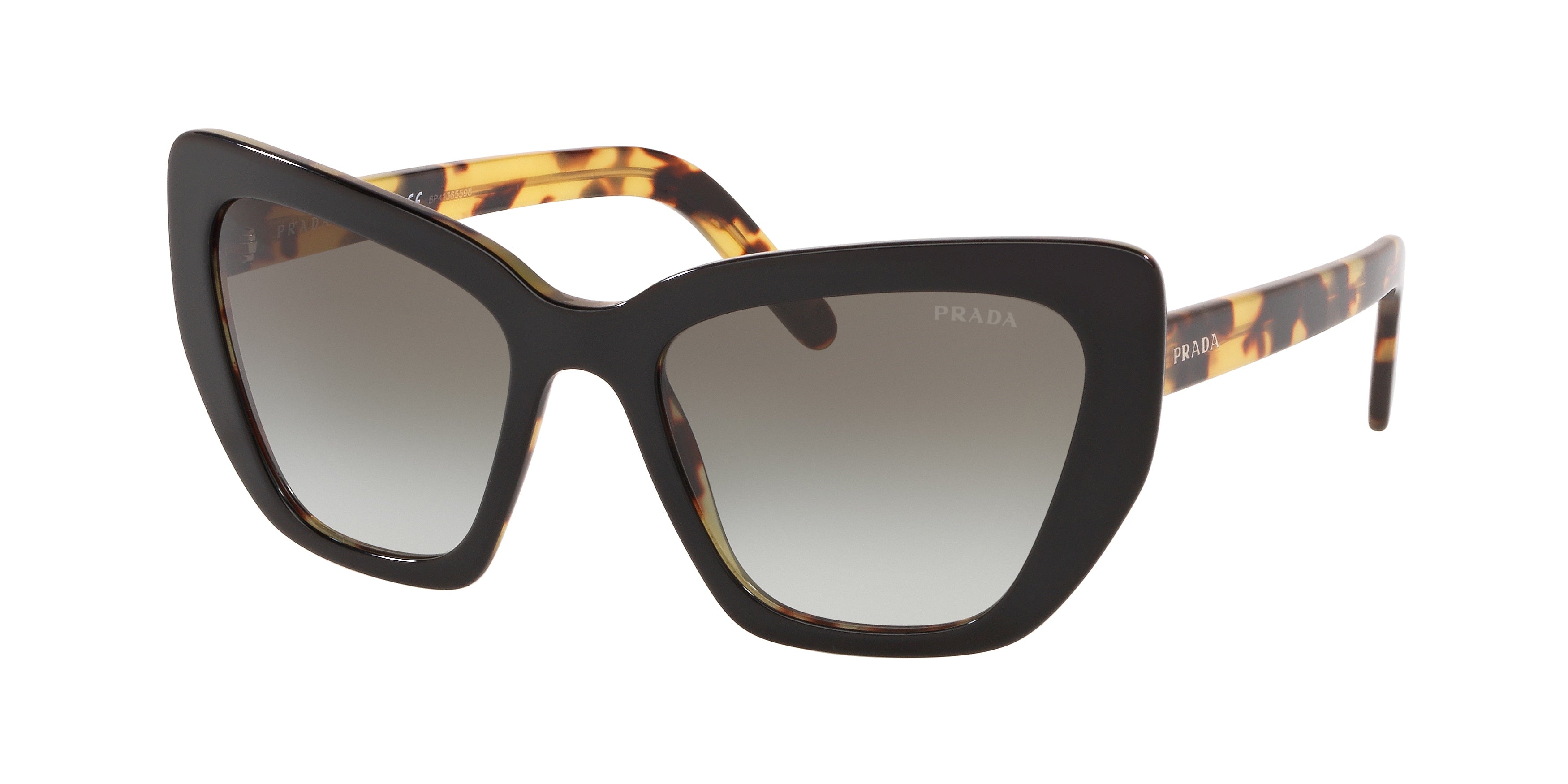 Prada CATWALK PR08VS Cat Eye Sunglasses NAI0A7-Top Black/Medium Havana 55-140-19 - Color Map Black