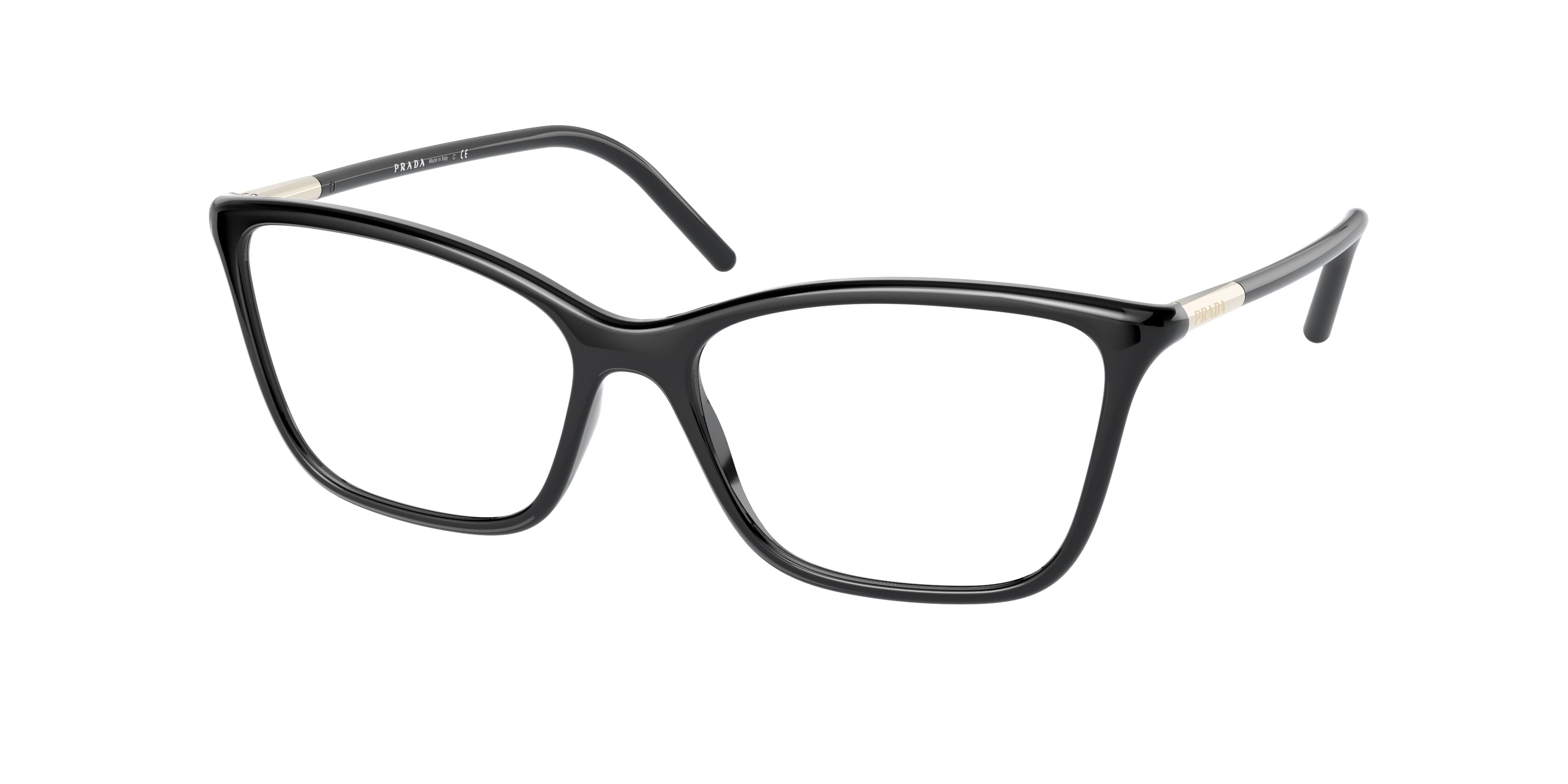 Prada PR08WV Cat Eye Eyeglasses 1AB1O1-Black 55-140-16 - Color Map Black