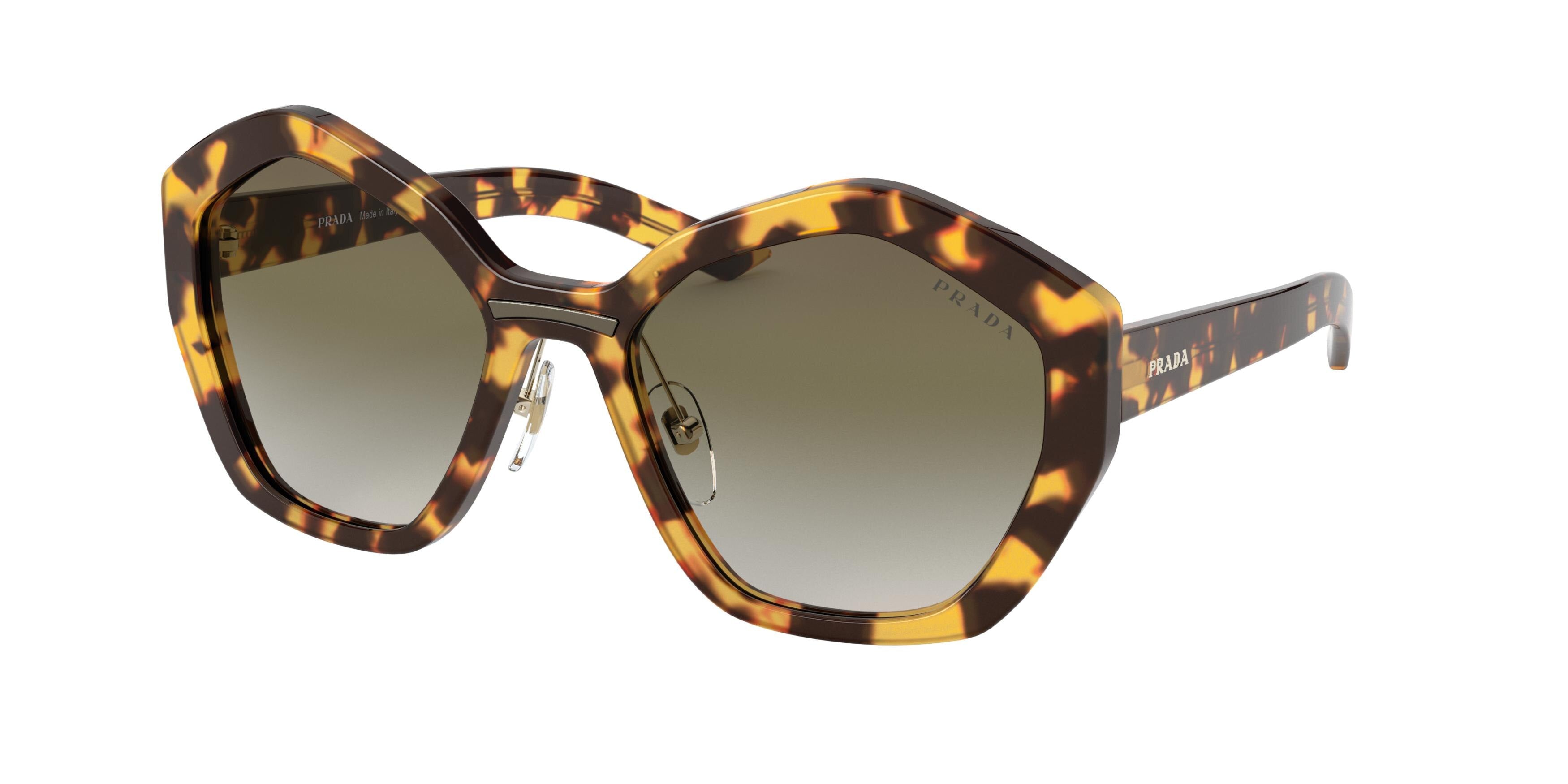 Prada PR08XS Irregular Sunglasses 7S05O2-Medium Havana 55-140-19 - Color Map Tortoise