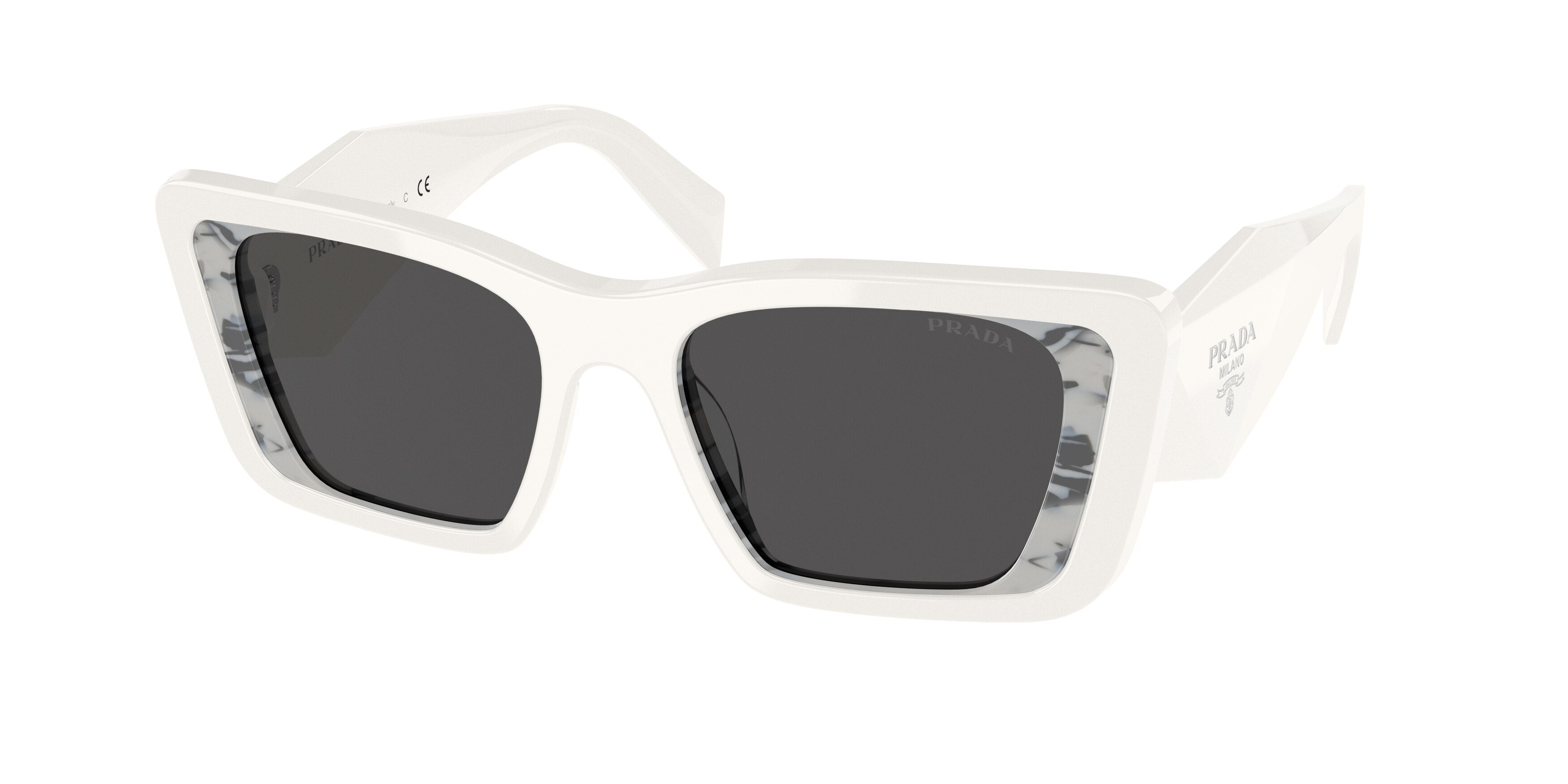 Prada PR08YSF Butterfly Sunglasses 02V5S0-White/Havana Black 51-145-18 - Color Map White
