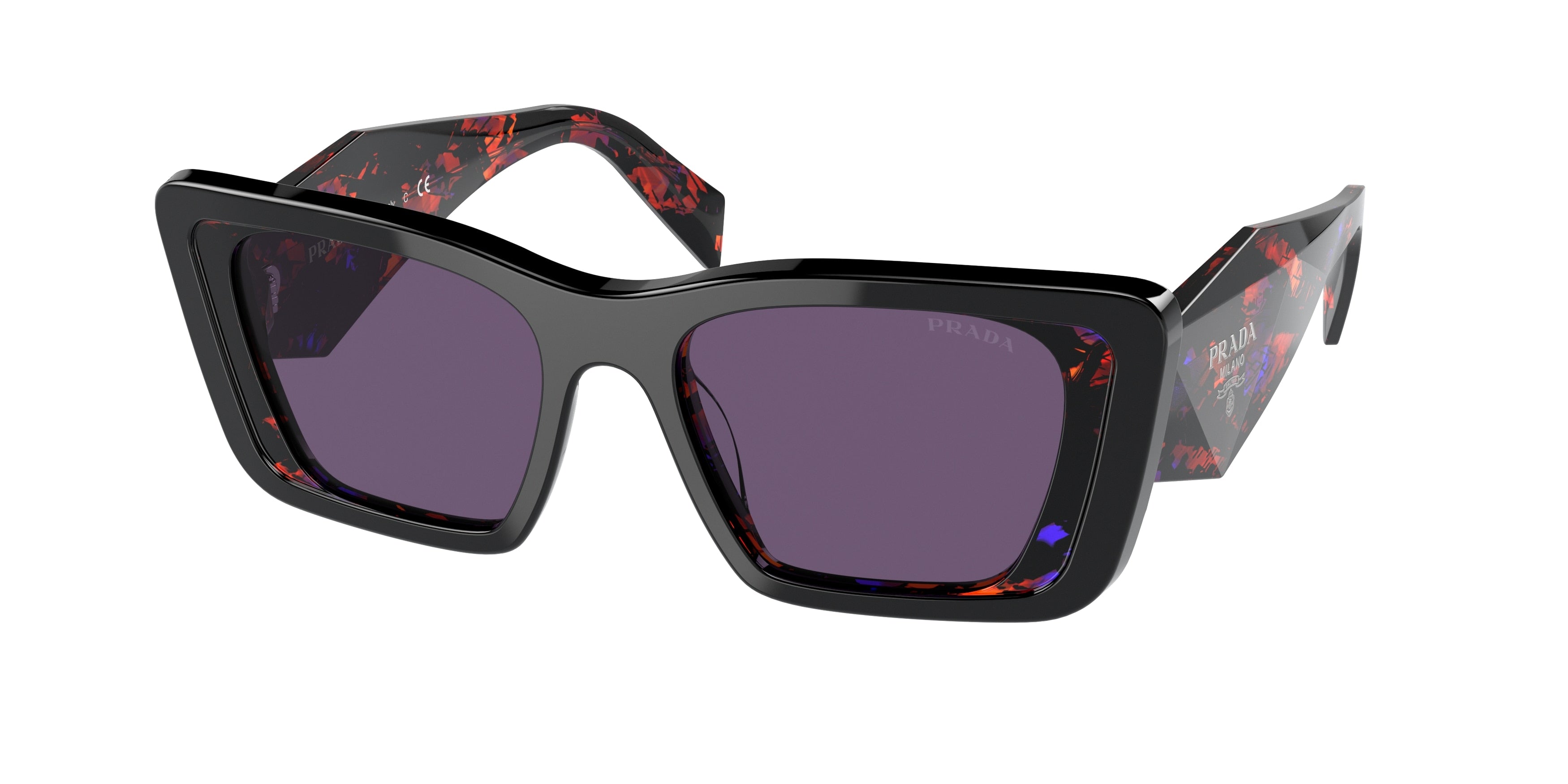 Prada PR08YS Butterfly Sunglasses 04V6O2-Black/Havana Abstract 51-145-18 - Color Map Black