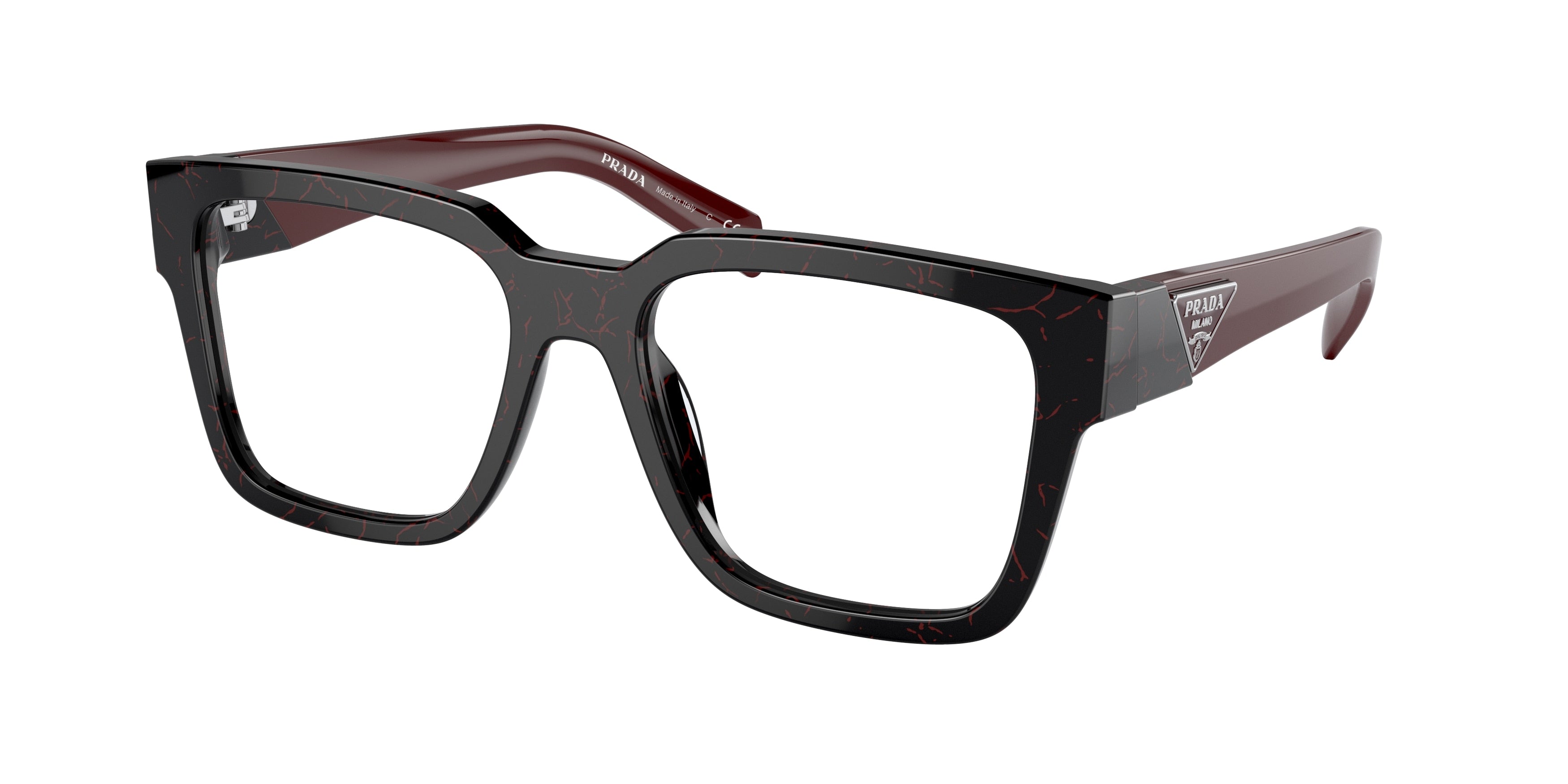 Prada PR08ZV Square Eyeglasses 11F1O1-Etruscan Black Marble 54-140-18 - Color Map Black