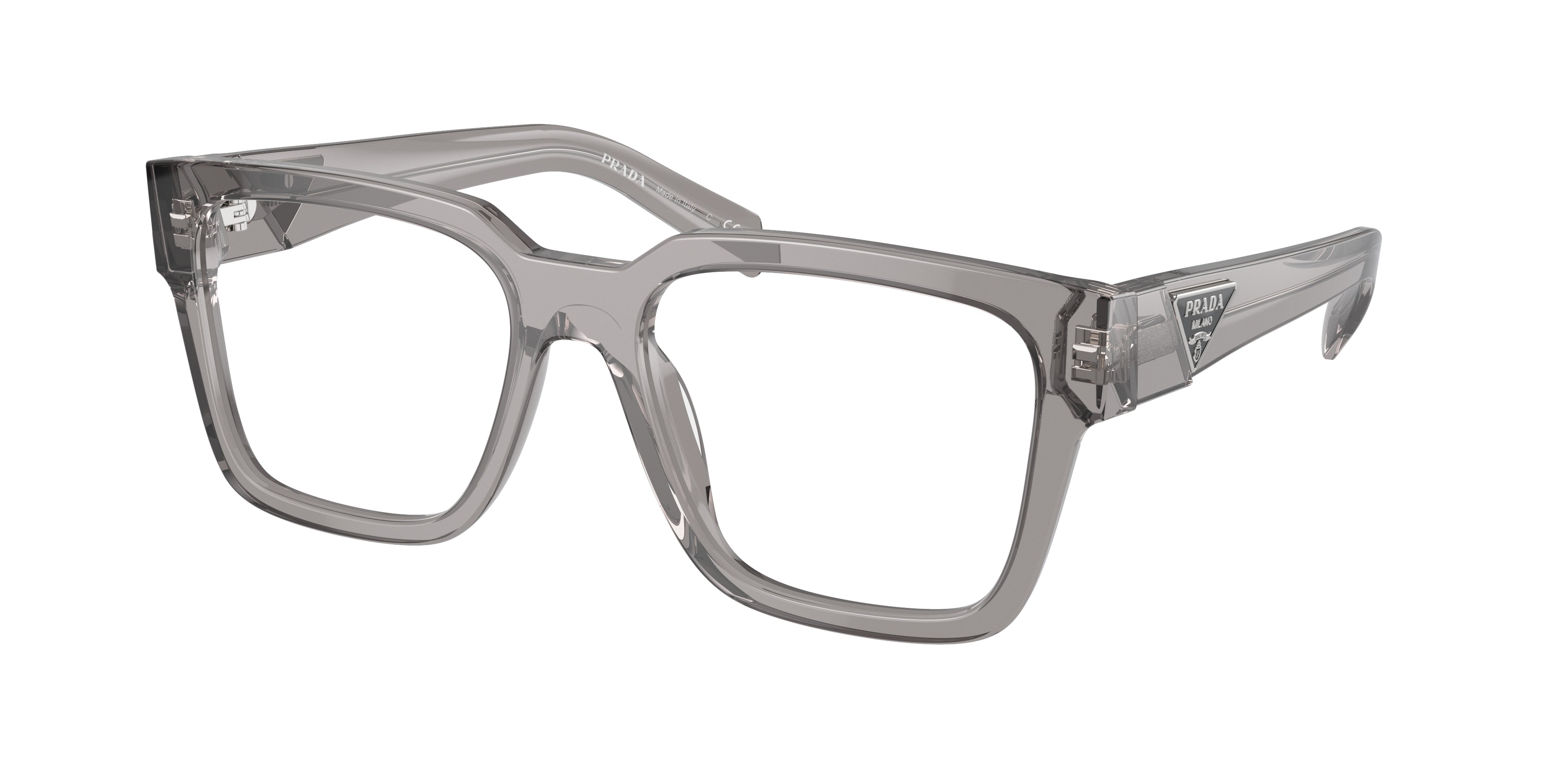 Prada PR08ZV Square Eyeglasses 18S1O1-Transparent Asphalt 54-140-18 - Color Map Grey