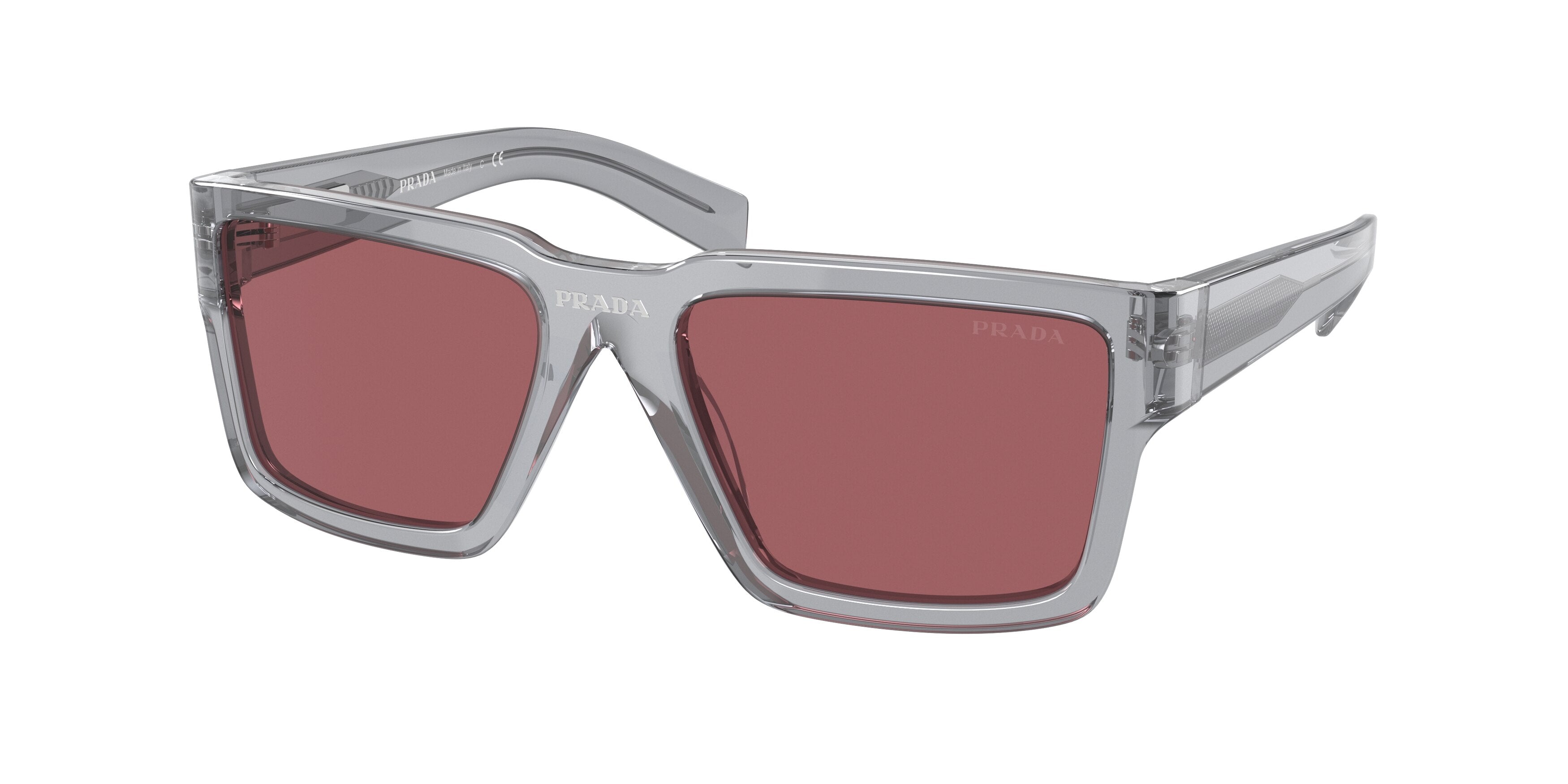 Prada PR09YS Rectangle Sunglasses 08U0A0-Fume Crystal 56-140-18 - Color Map Grey
