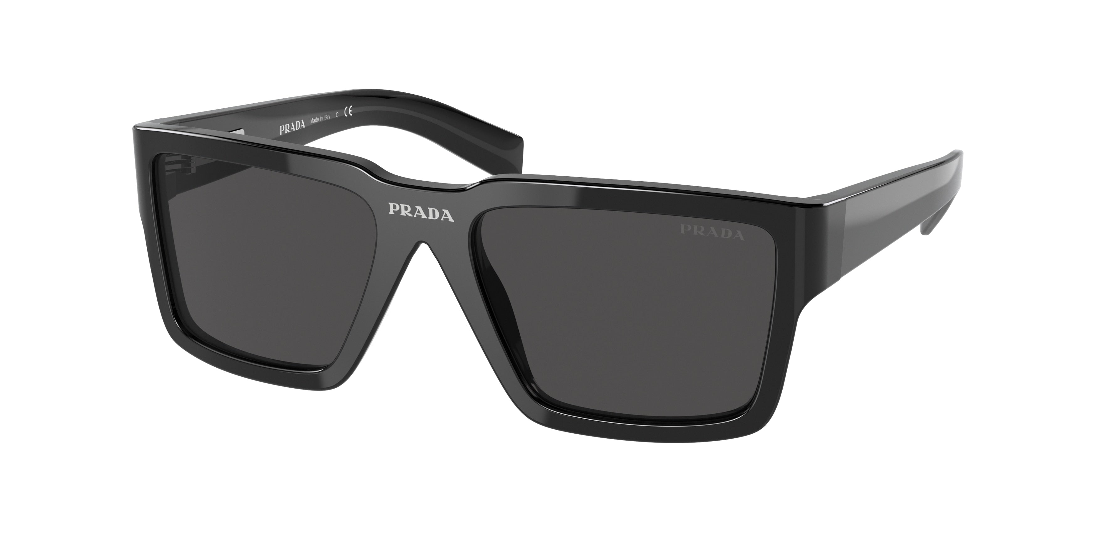 Prada PR09YS Rectangle Sunglasses 1AB5S0-Black 56-140-18 - Color Map Black