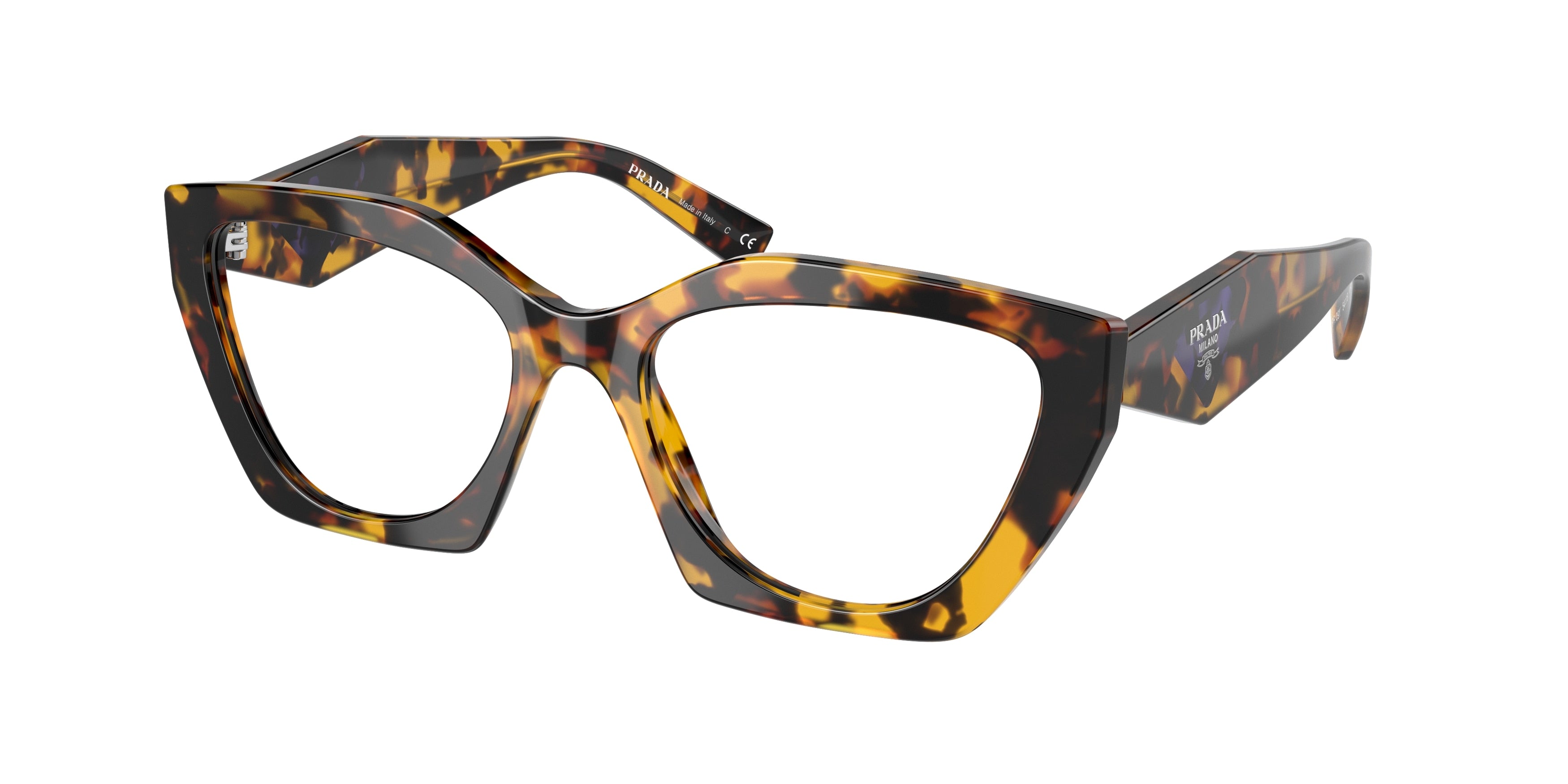Prada PR09YV Irregular Eyeglasses VAU1O1-Honey Tortoise 54-140-18 - Color Map Tortoise