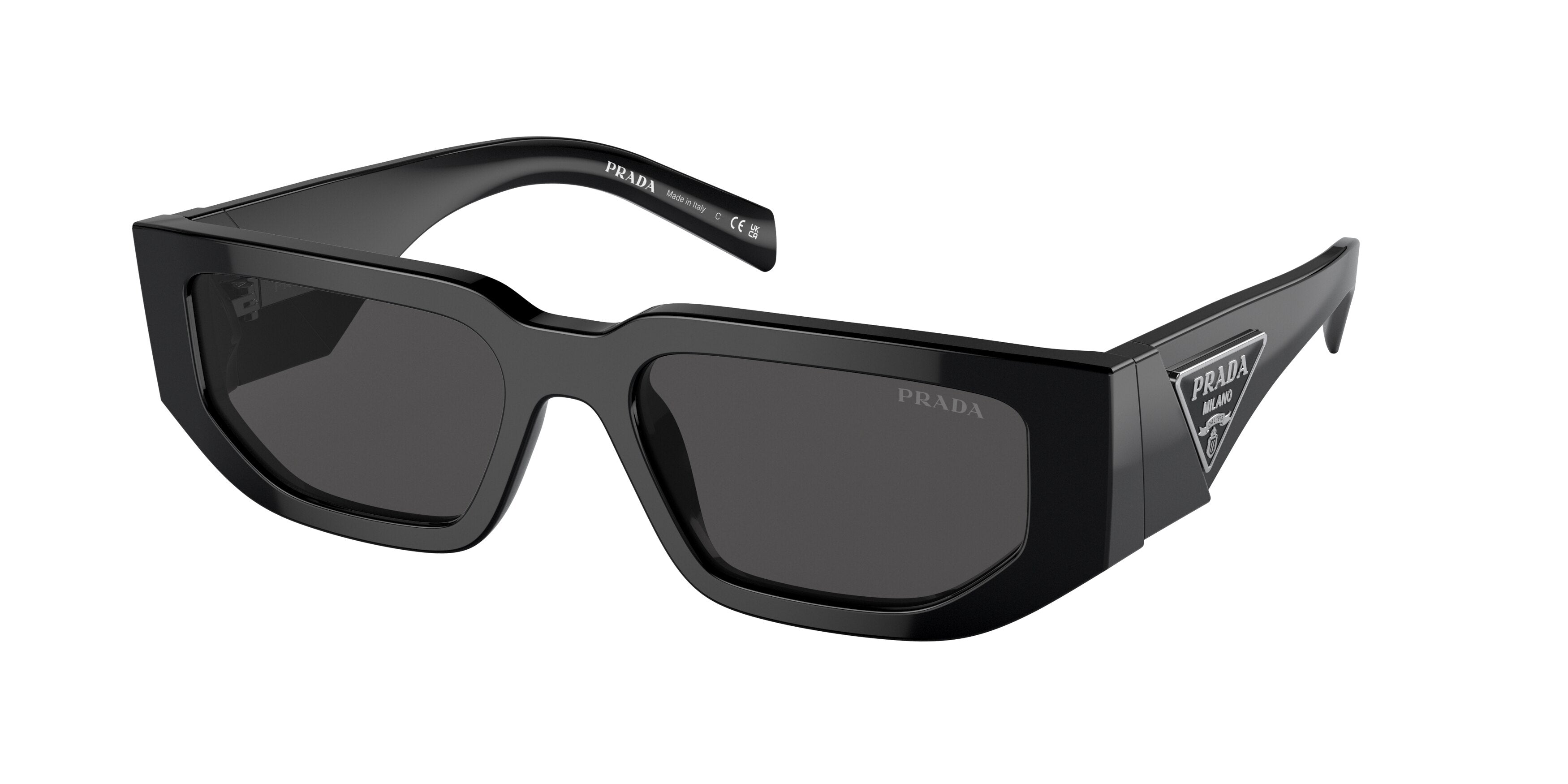 Prada PR09ZSF Rectangle Sunglasses 1AB5S0-Black 55-140-17 - Color Map Black