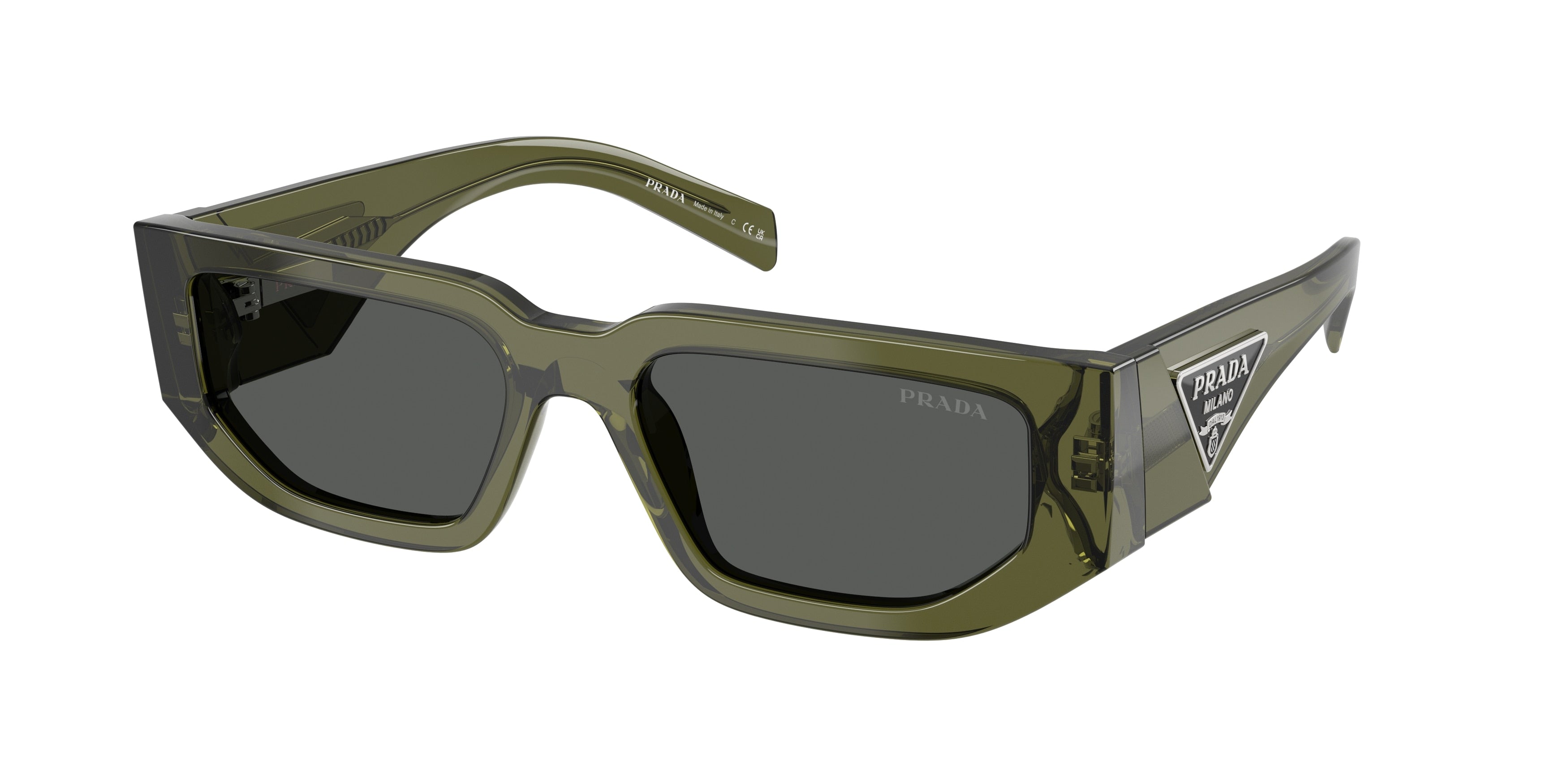 Prada PR09ZS Rectangle Sunglasses 25A40L-Transparent Military Green 54-140-18 - Color Map Green