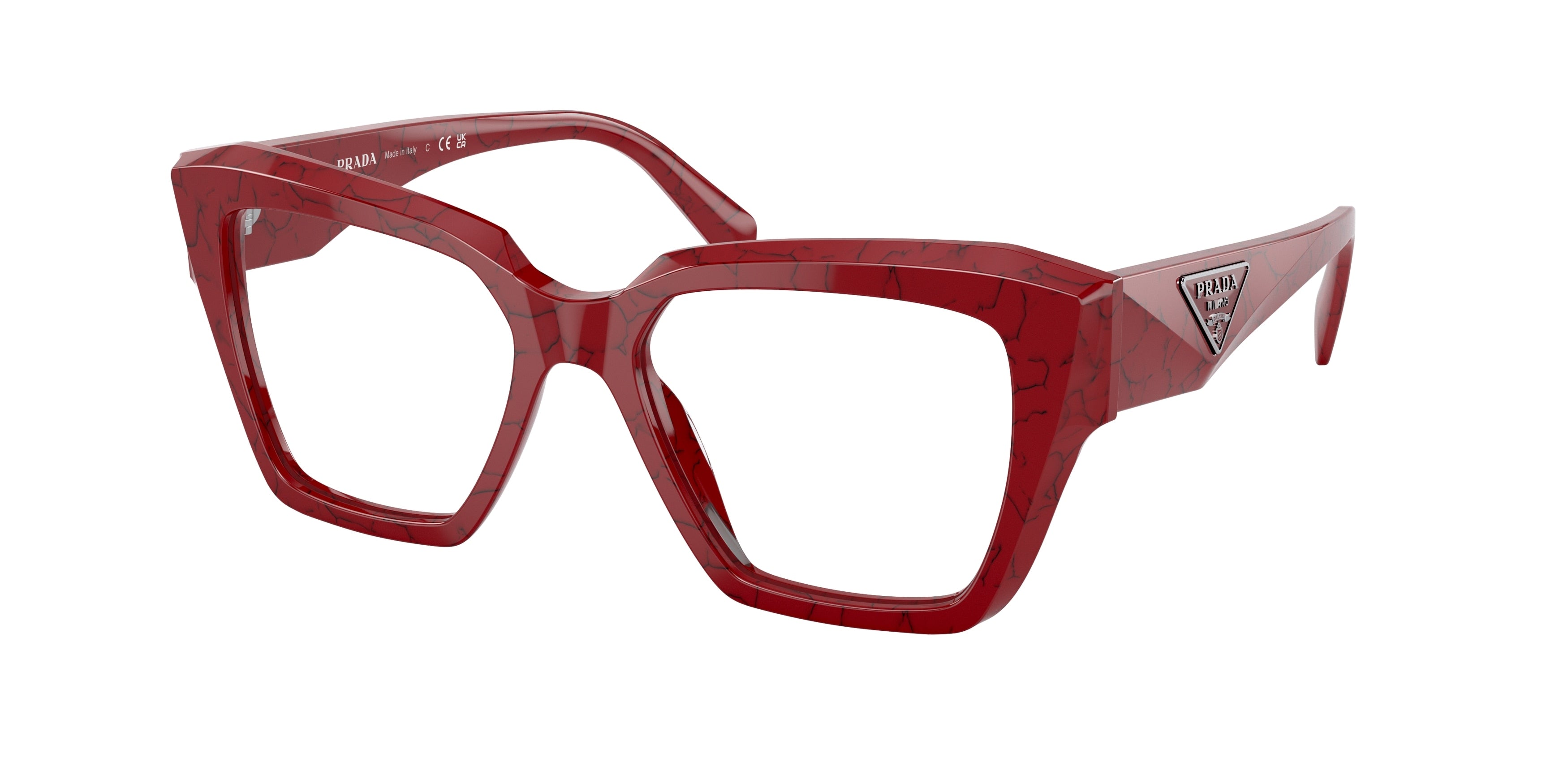 Prada PR09ZV Square Eyeglasses 15D1O1-Etruscan Marble 51-140-17 - Color Map Red