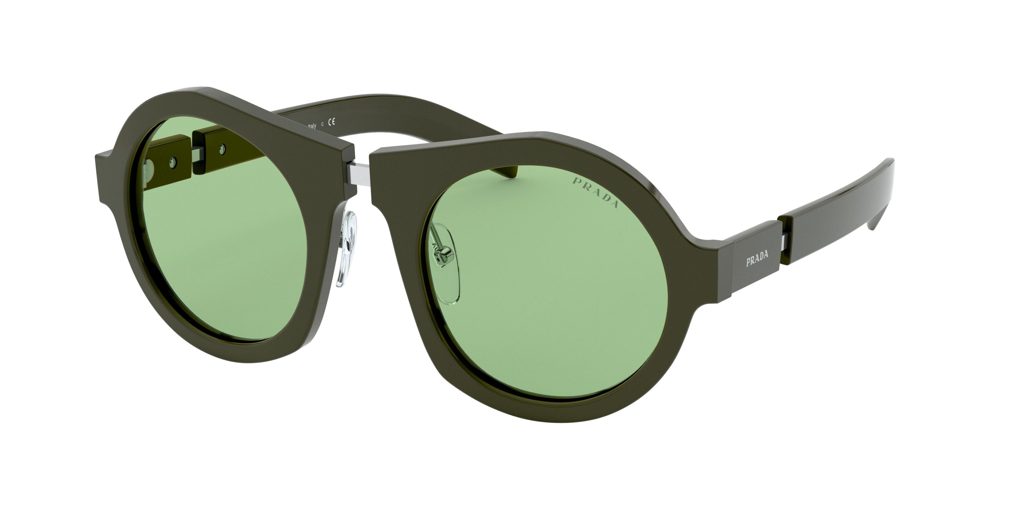 Prada CATWALK PR10XS Round Sunglasses 5401G2-Green 50-145-24 - Color Map Green