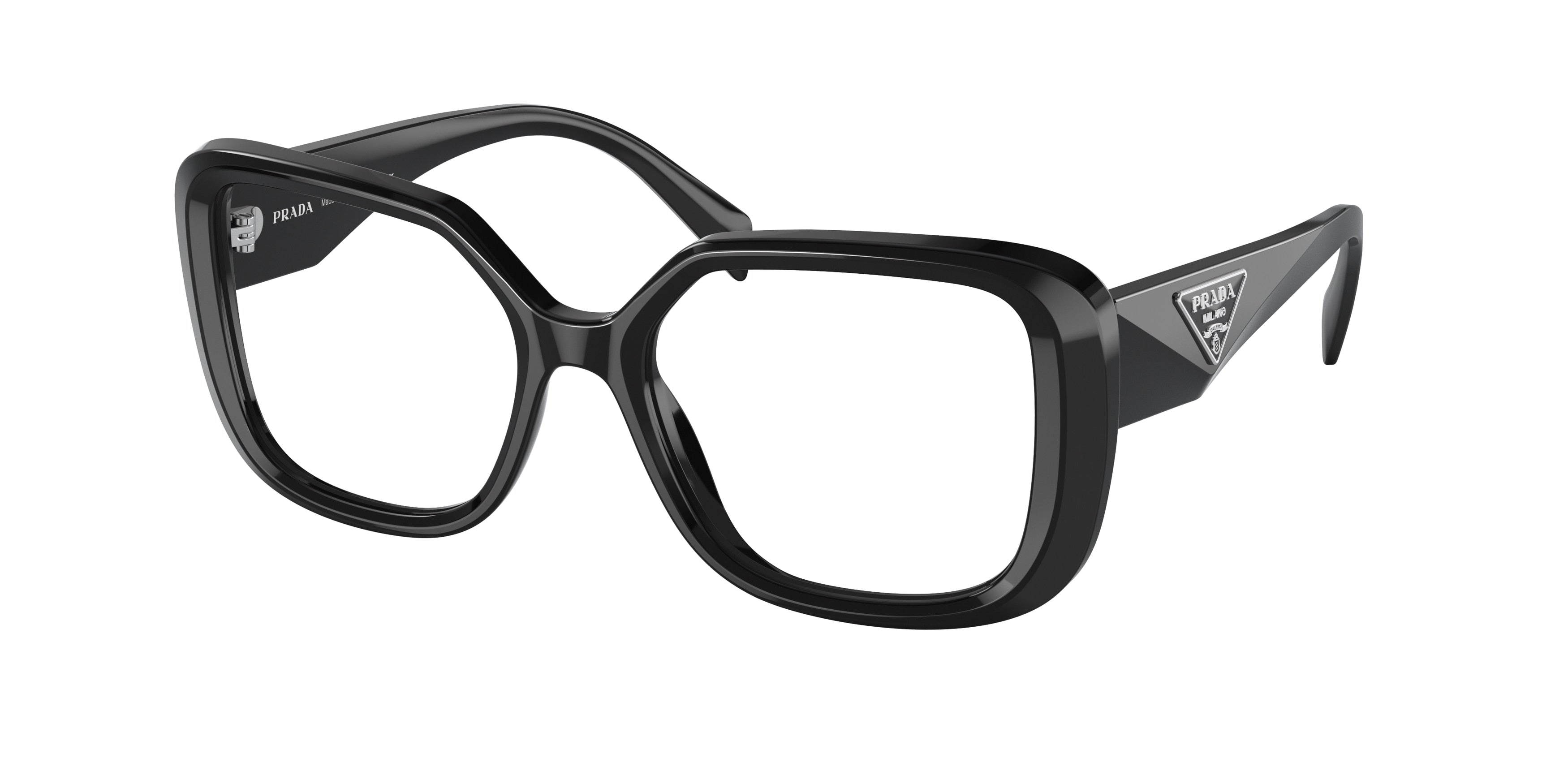 Prada PR10ZV Square Eyeglasses 1AB1O1-Black 53-140-18 - Color Map Black