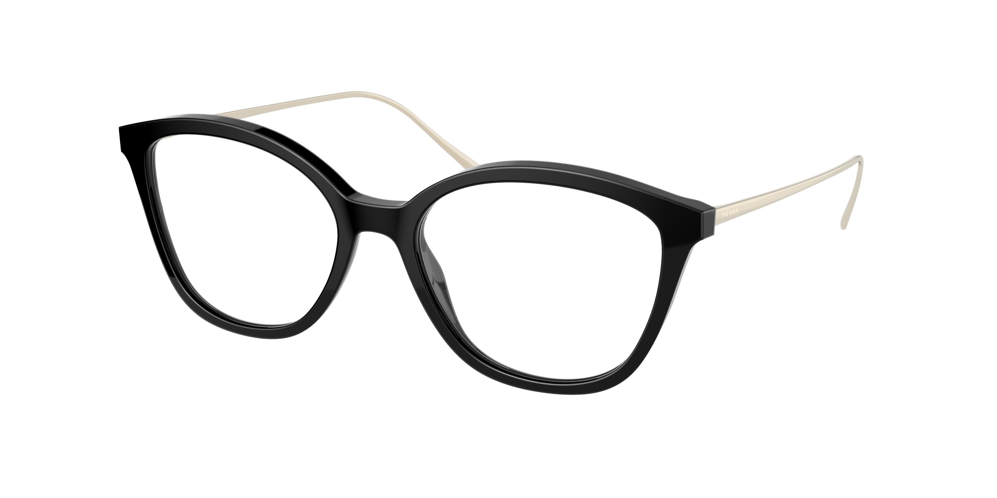 Prada CONCEPTUAL PR11VV Square Eyeglasses 1AB1O1-Black 53-140-17 - Color Map Black