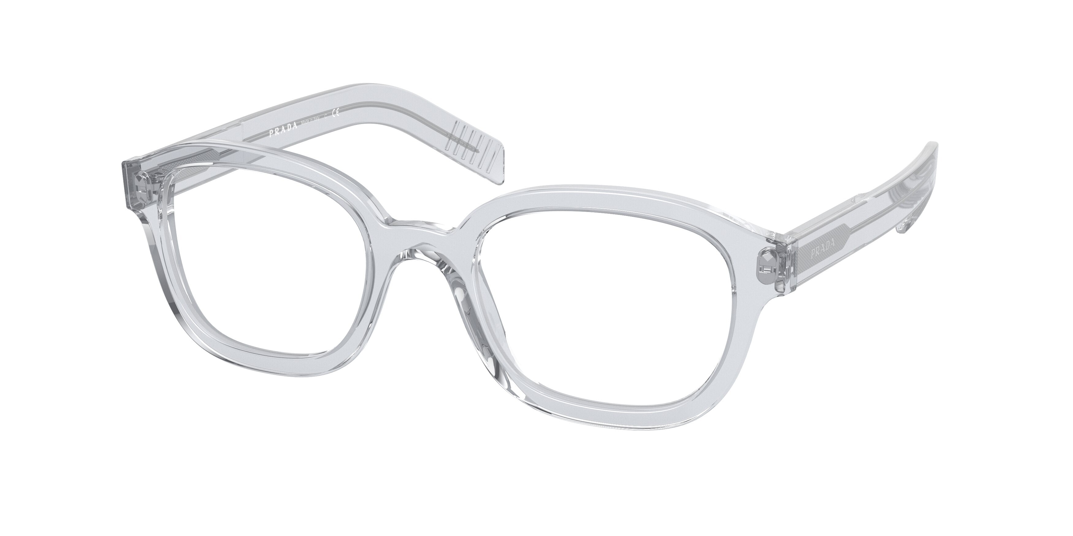 Prada PR11WV Pillow Eyeglasses U431O1-Crystal Grey 50-145-21 - Color Map Grey