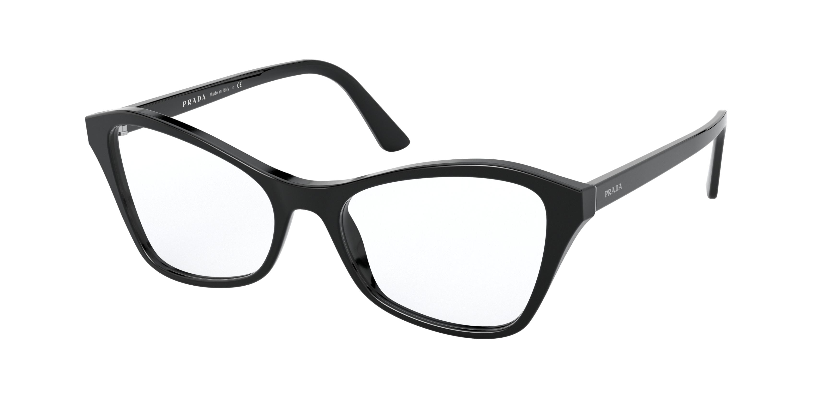 Prada CONCEPTUAL PR11XV Butterfly Eyeglasses 1AB1O1-Black 53-145-17 - Color Map Black