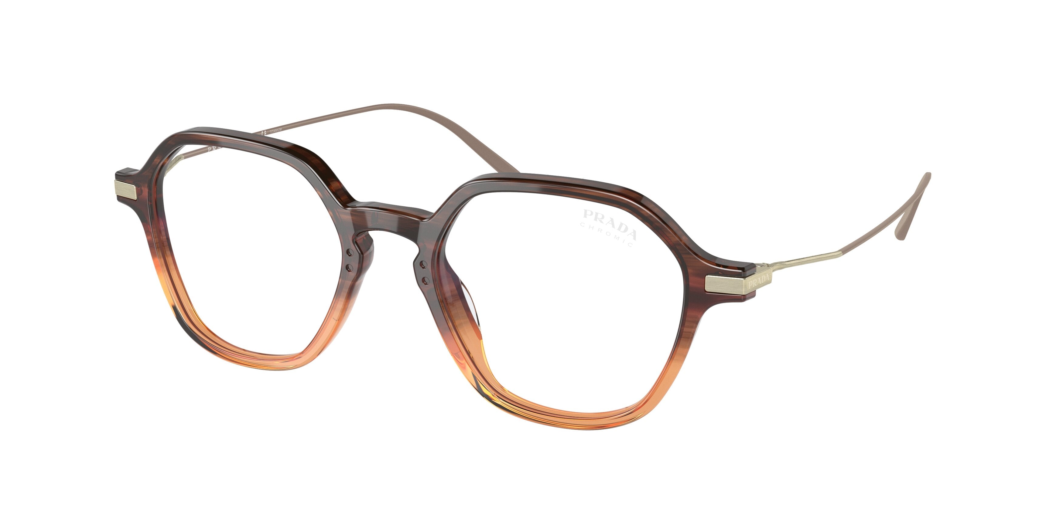 Prada PR11YS Square Sunglasses 13B05R-Moro Gradient Amber 50-145-19 - Color Map Brown