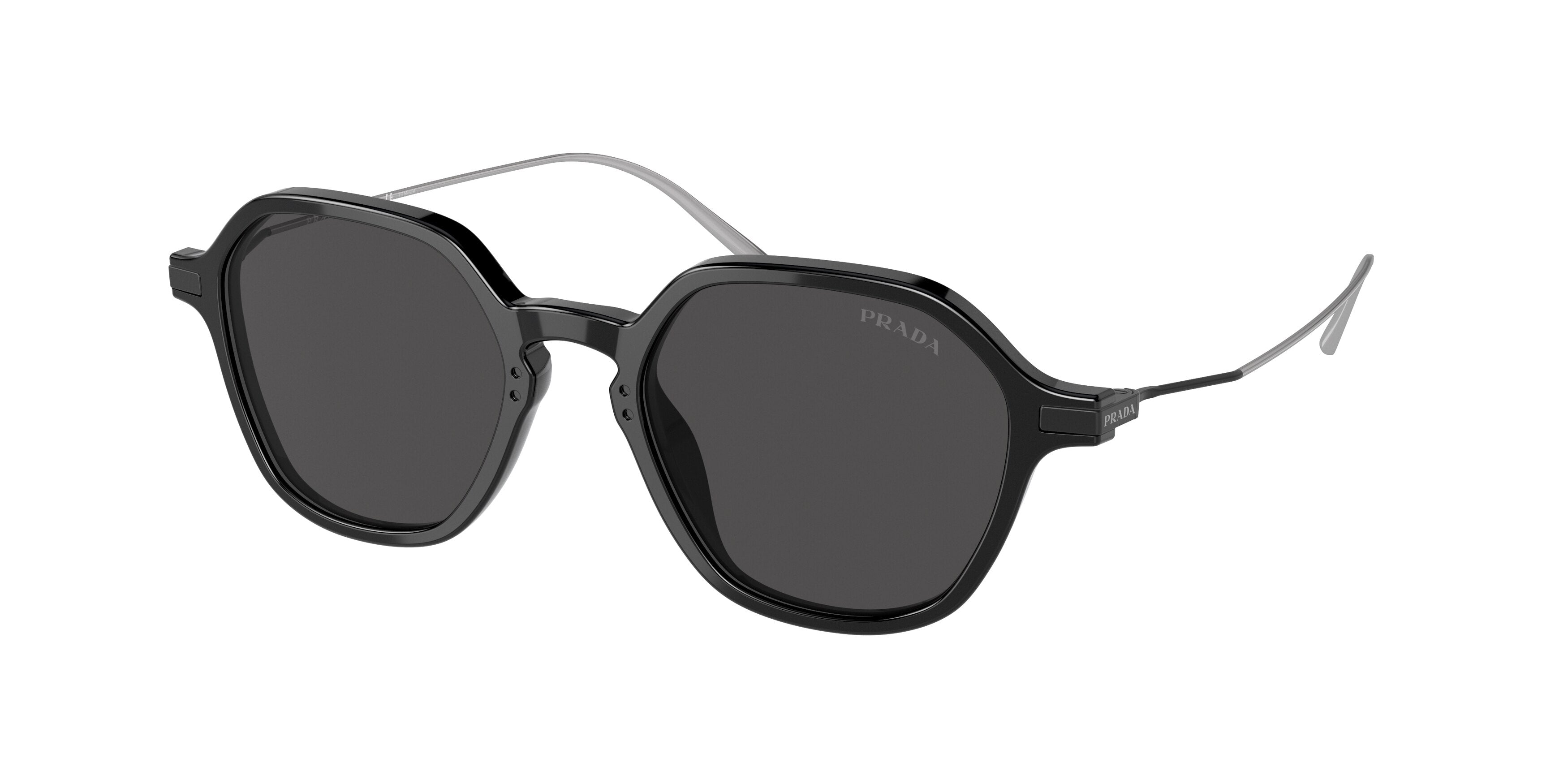 Prada PR11YS Square Sunglasses 1AB5S0-Black 50-145-19 - Color Map Black