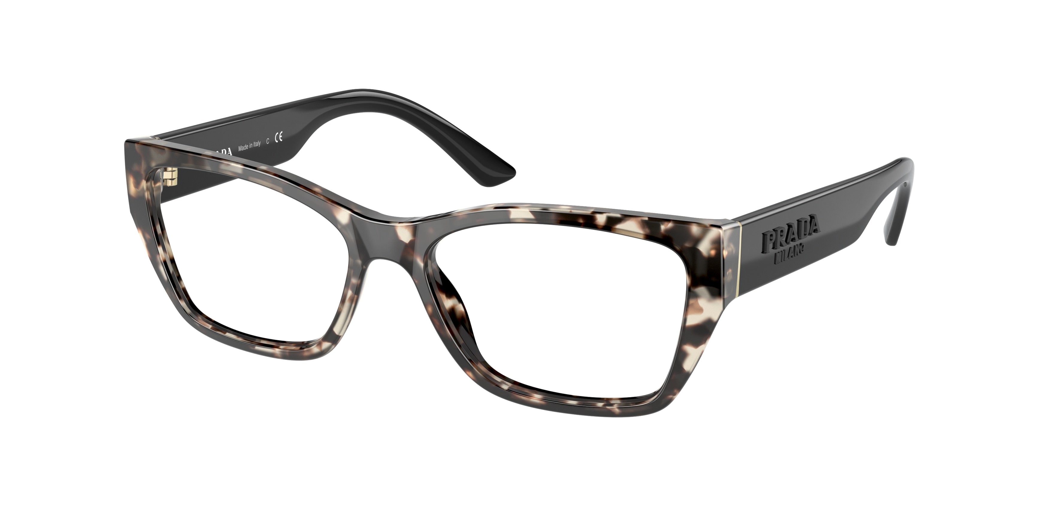 Prada PR11YV Irregular Eyeglasses UAO1O1-Black/White 54-140-16 - Color Map Black