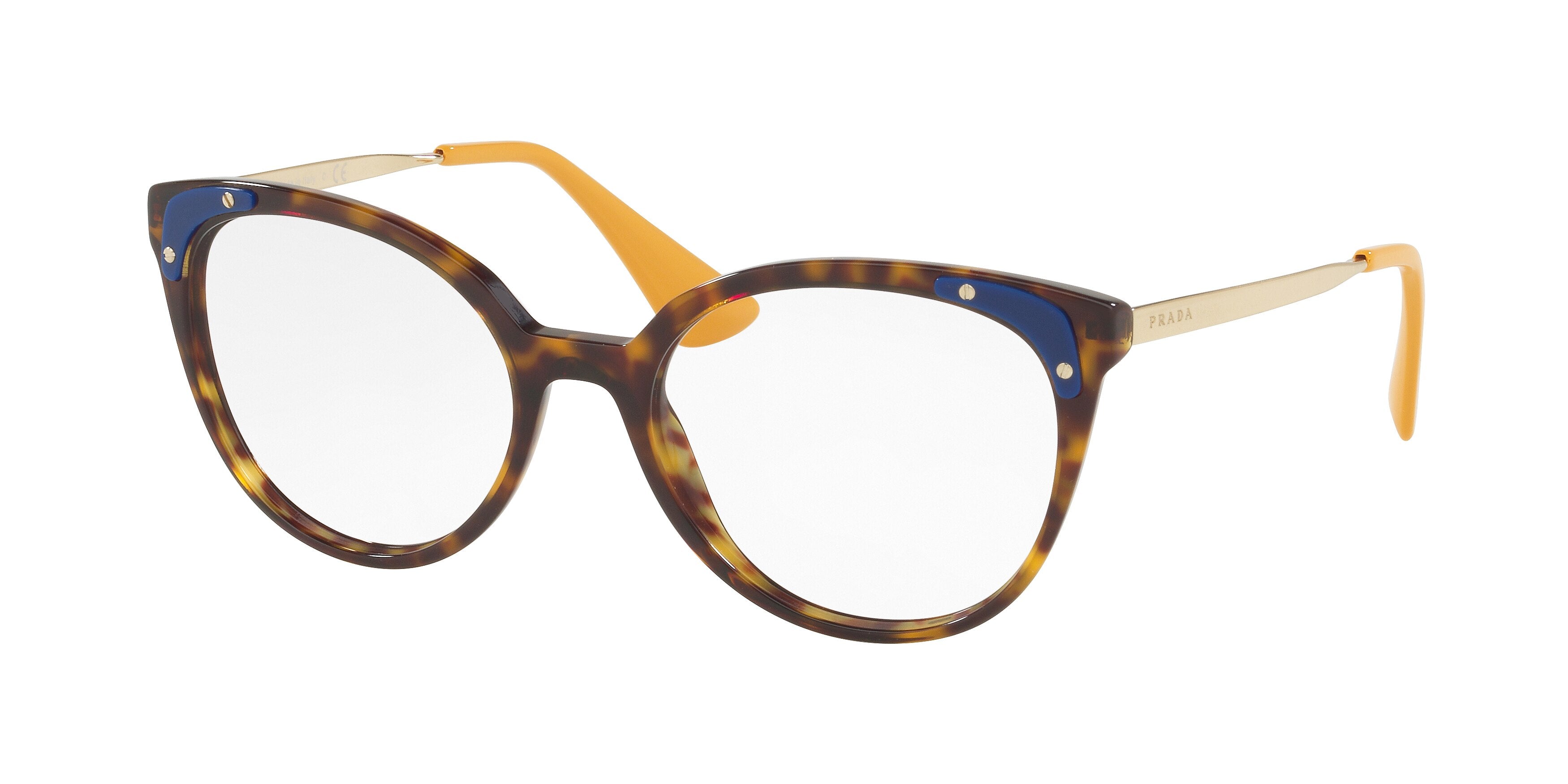 Prada CATWALK PR12UV Oval Eyeglasses 2AU1O1-Havana 53-140-18 - Color Map Tortoise