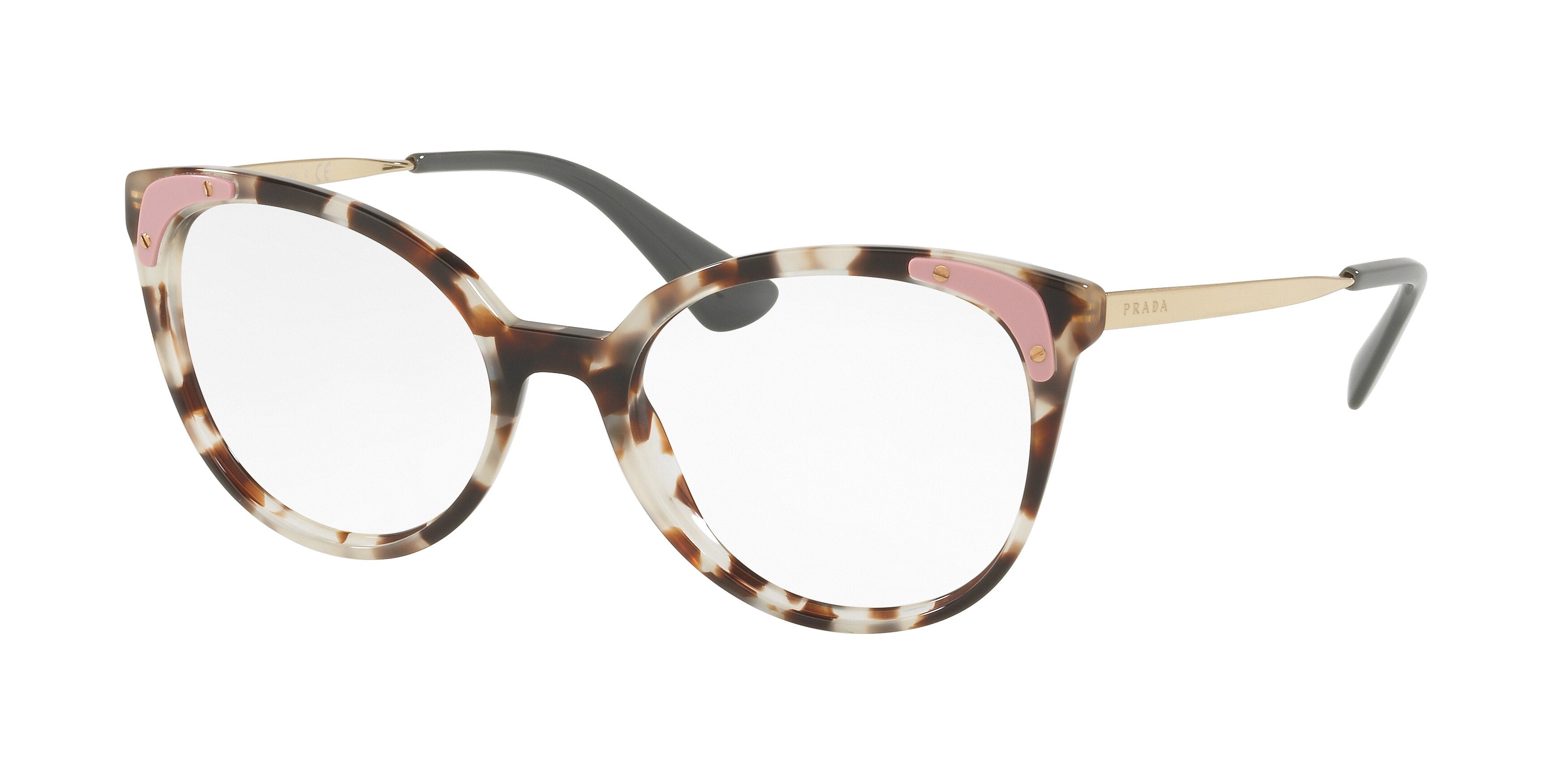 Prada CATWALK PR12UV Oval Eyeglasses UAO1O1-Spotted Opal Brown 51-140-18 - Color Map Brown