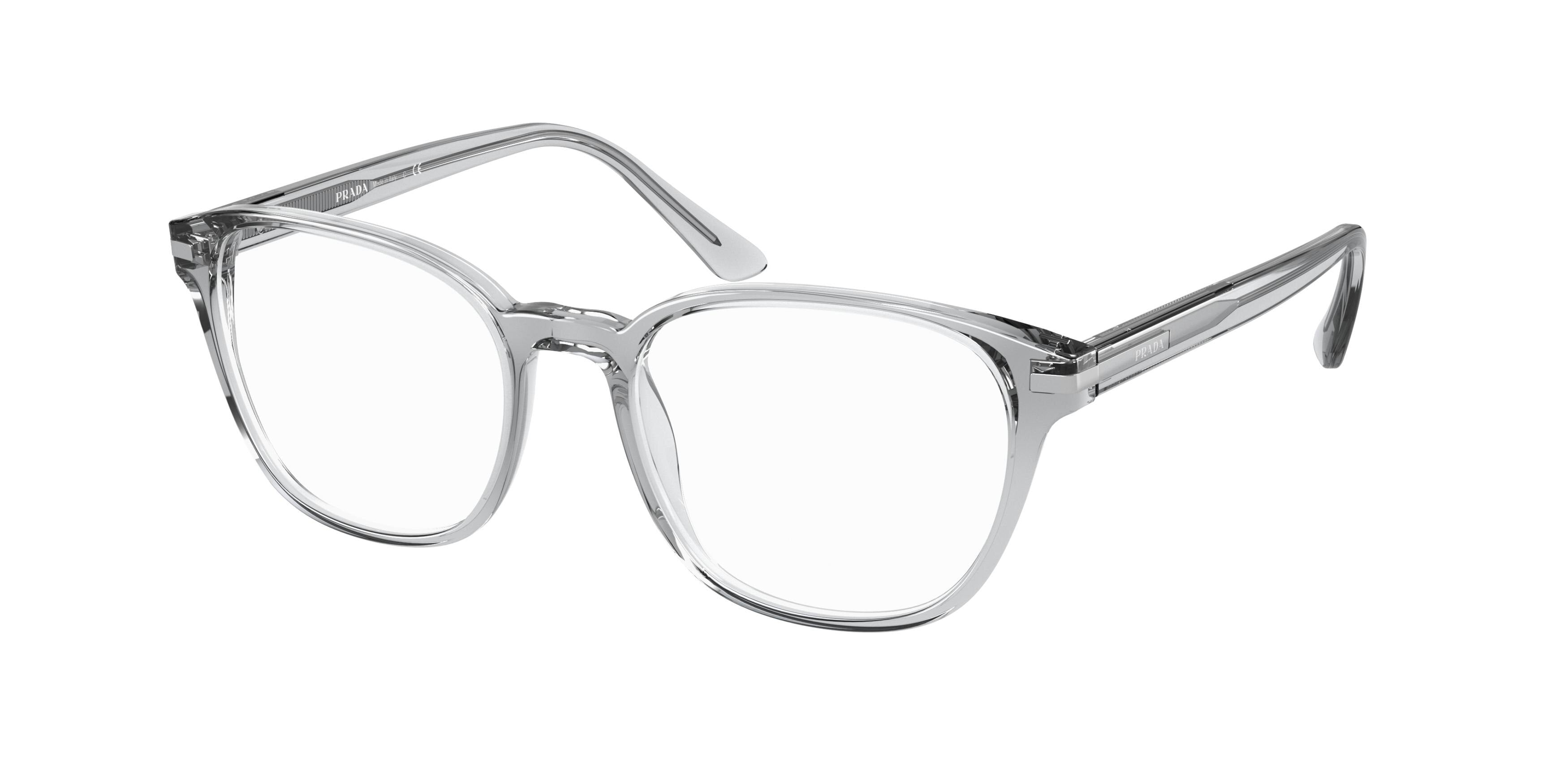 Prada PR12WV Rectangle Eyeglasses U431O1-Grey Crystal 51-145-19 - Color Map Grey