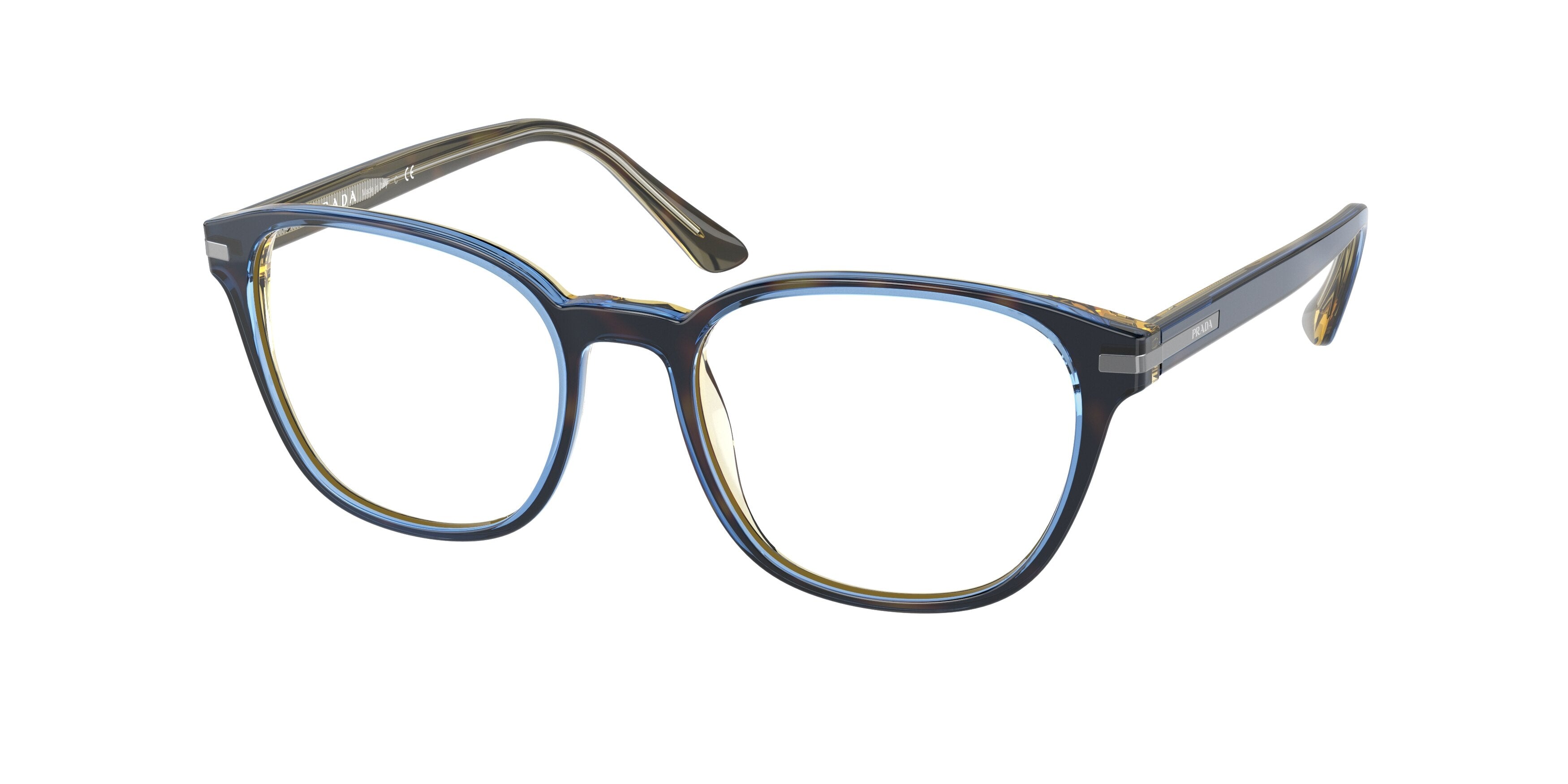 Prada PR12WV Rectangle Eyeglasses ZXH1O1-Denim Tortoise 51-145-19 - Color Map Tortoise