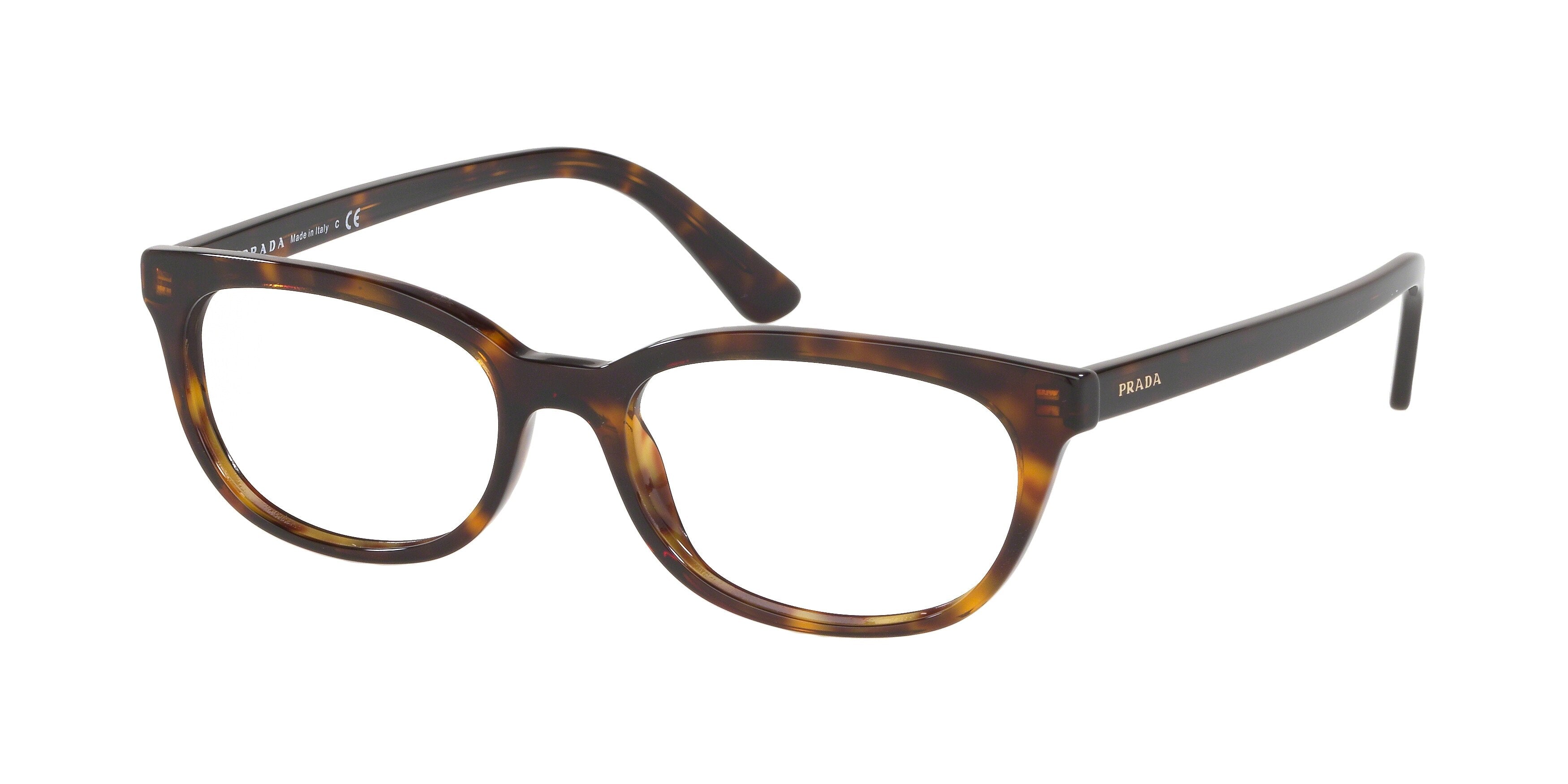 Prada CATWALK PR13VV Oval Eyeglasses 2AU1O1-Havana 51-140-17 - Color Map Tortoise
