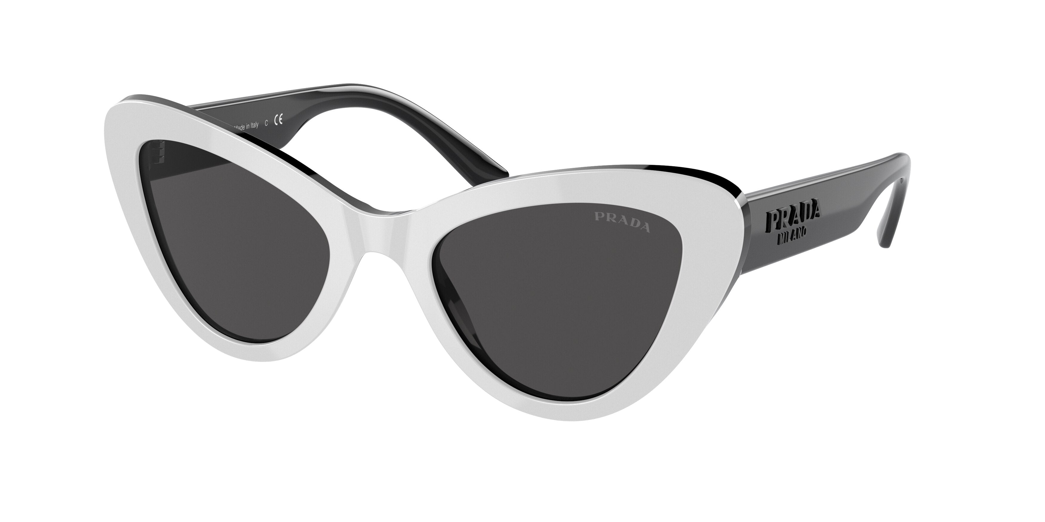 Prada PR13YS Cat Eye Sunglasses 10A5S0-White 52-140-21 - Color Map White