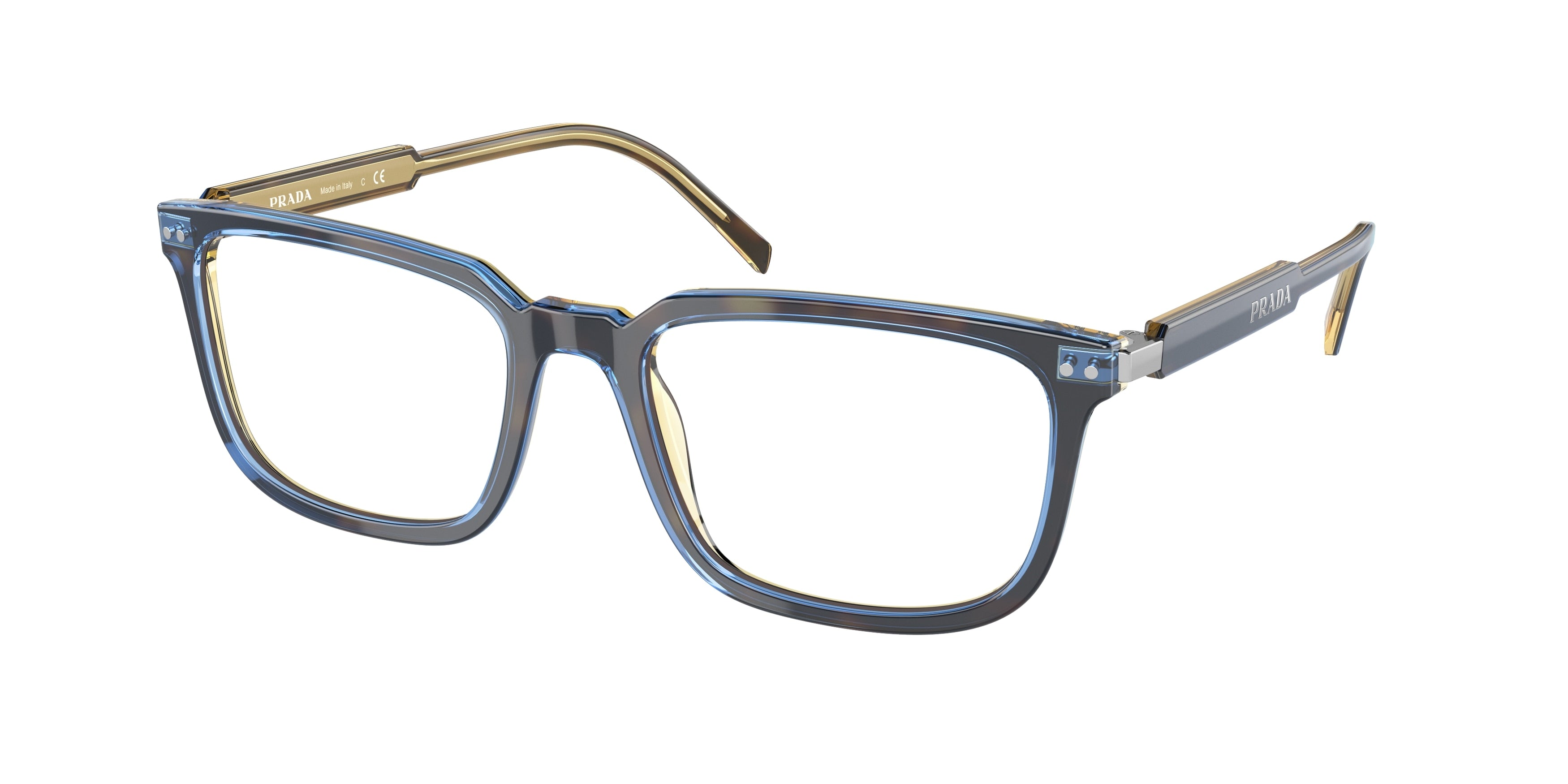 Prada PR13YV Rectangle Eyeglasses ZXH1O1-Denim Tortoise 55-140-19 - Color Map Tortoise
