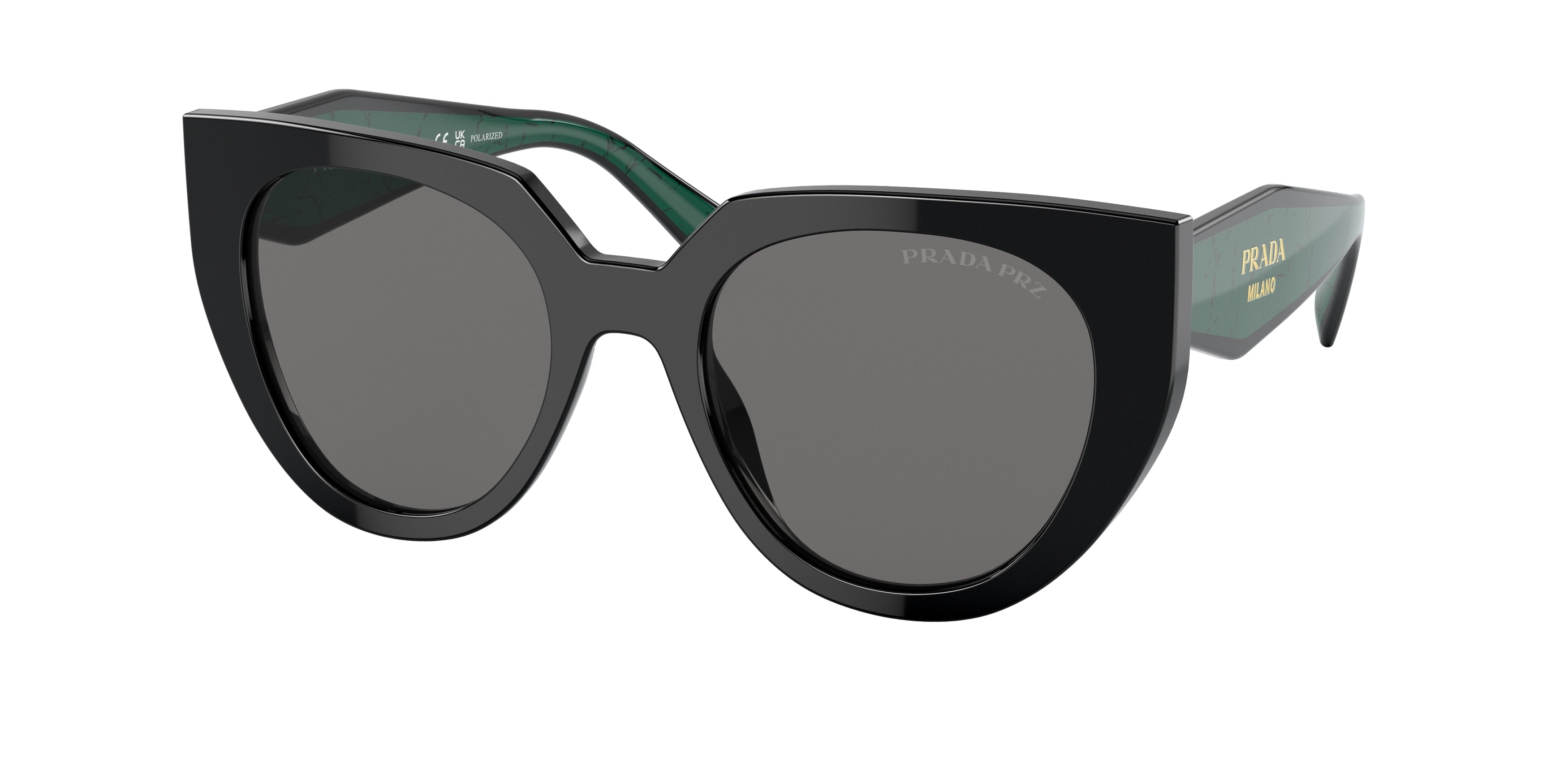 Prada PR14WS Cat Eye Sunglasses 1AB5Z1-Black 52-140-20 - Color Map Black