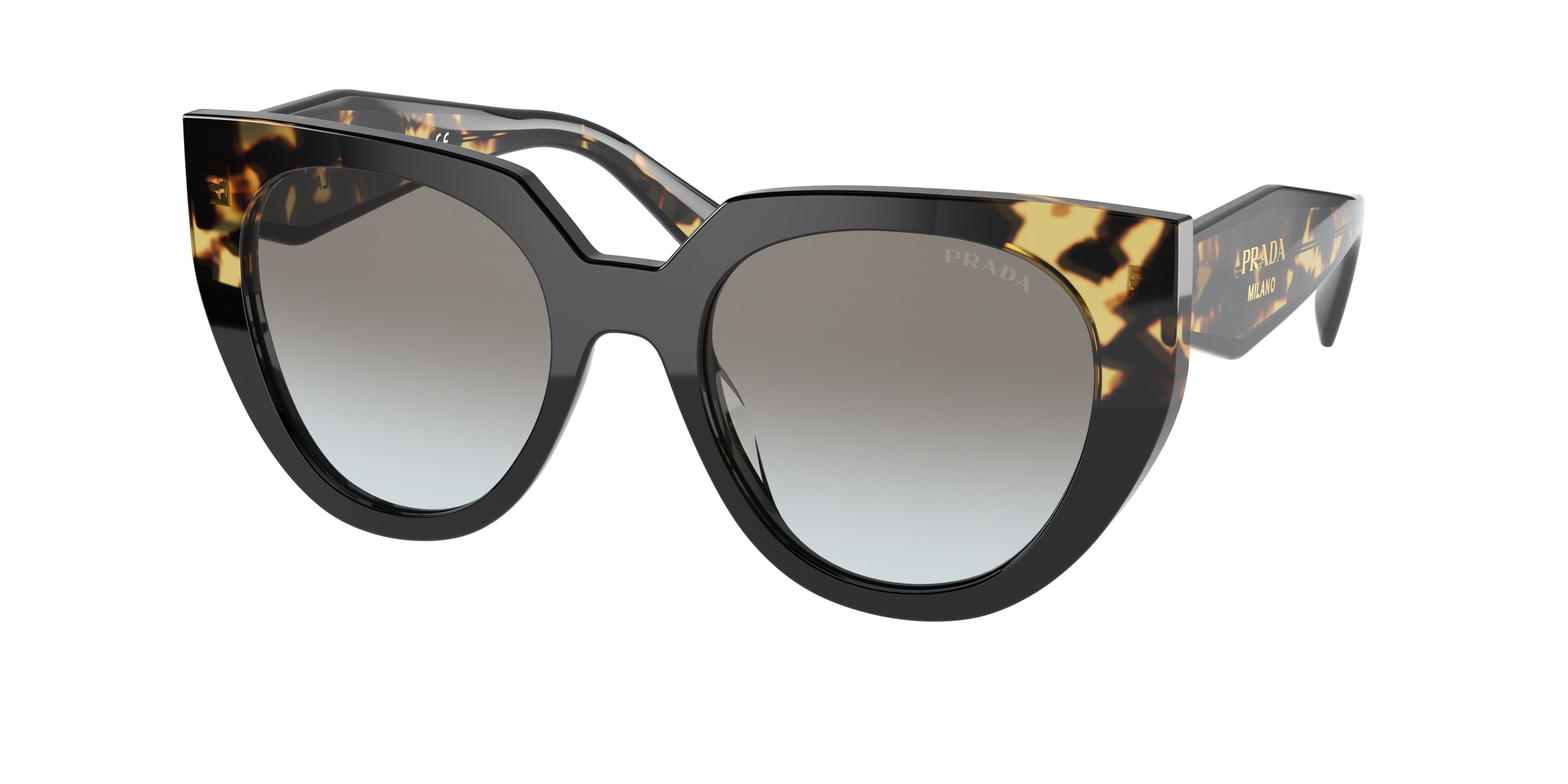 Prada PR14WS Cat Eye Sunglasses 3890A7-Black/Tortoise 52-140-20 - Color Map Black