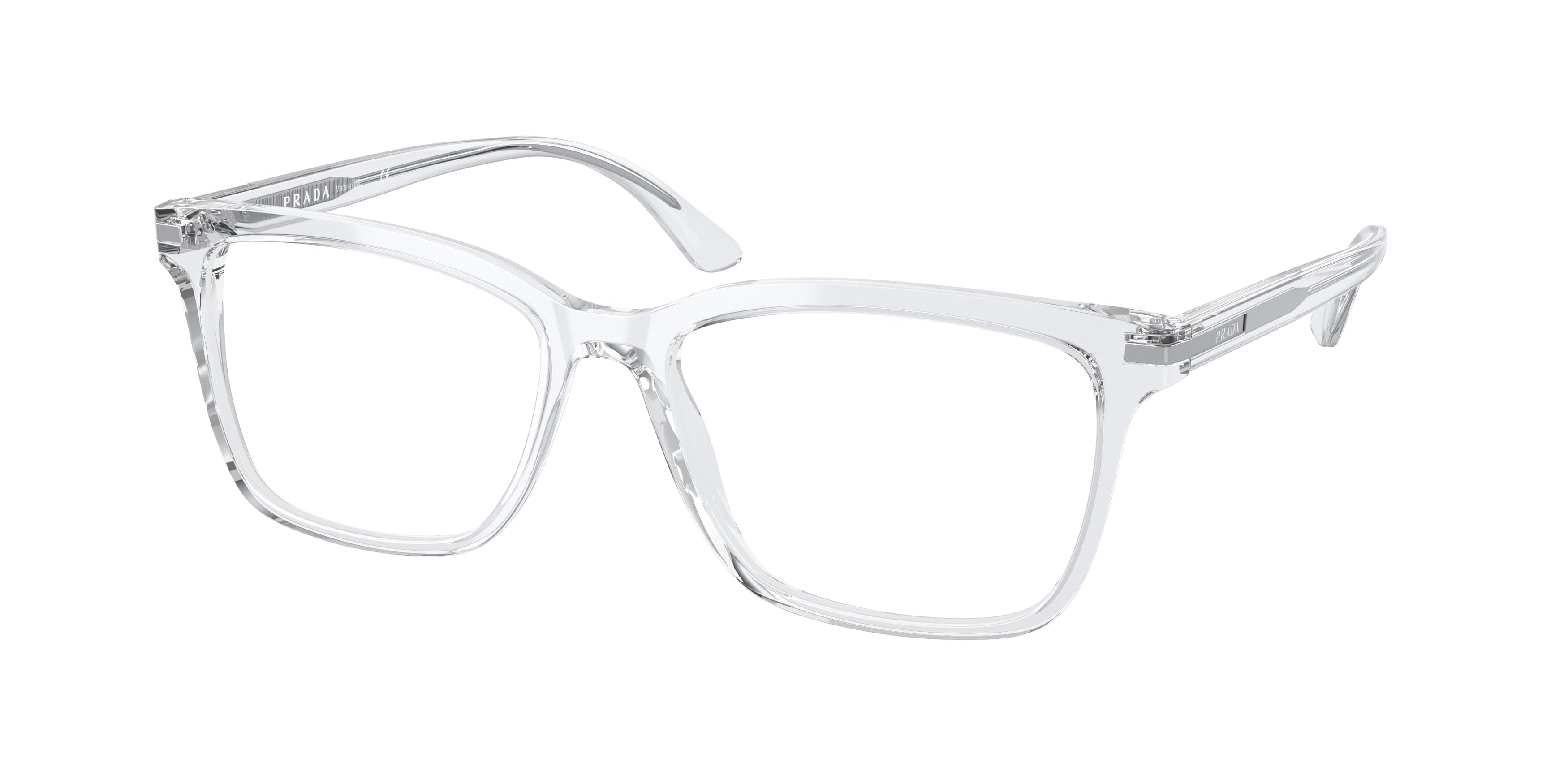 Prada PR14WVF Rectangle Eyeglasses 2AZ1O1-Crystal 56-150-17 - Color Map Transparent