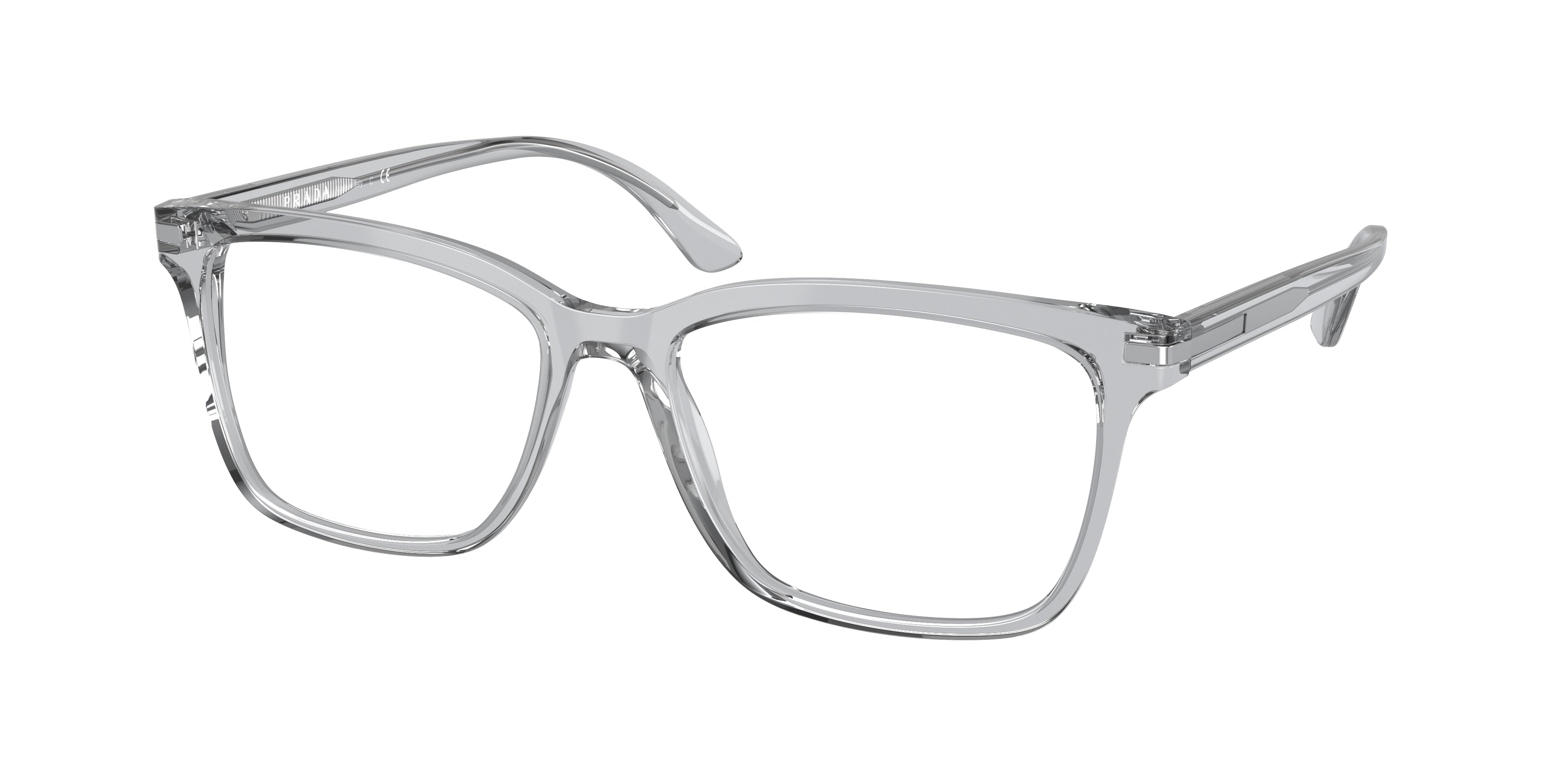 Prada PR14WVF Rectangle Eyeglasses U431O1-Crystal Grey 56-150-17 - Color Map Grey