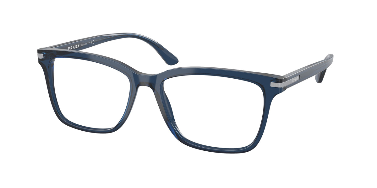 Prada PR14WV Rectangle Eyeglasses 08Q1O1-Blue Crystal 56-150-18 - Color Map Blue