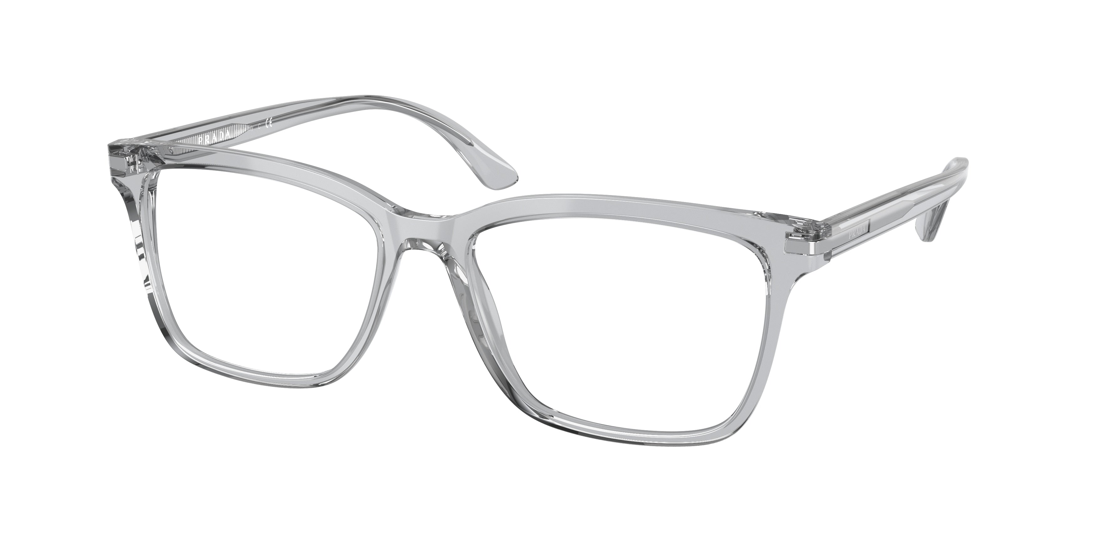 Prada PR14WV Rectangle Eyeglasses U431O1-Crystal Grey 56-150-18 - Color Map Grey