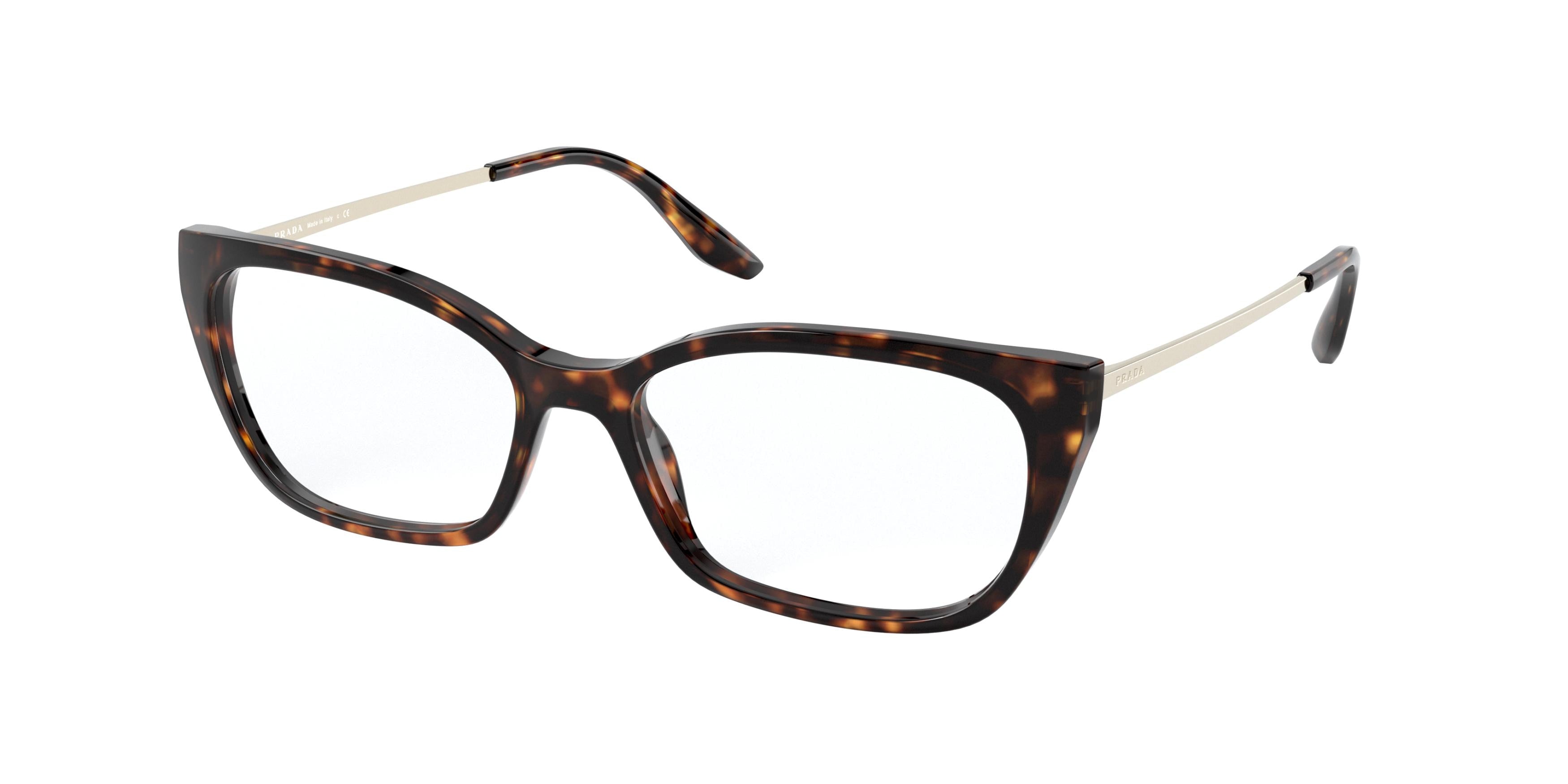 Prada PR14XV Cat Eye Eyeglasses 2AU1O1-Havana 54-140-16 - Color Map Tortoise