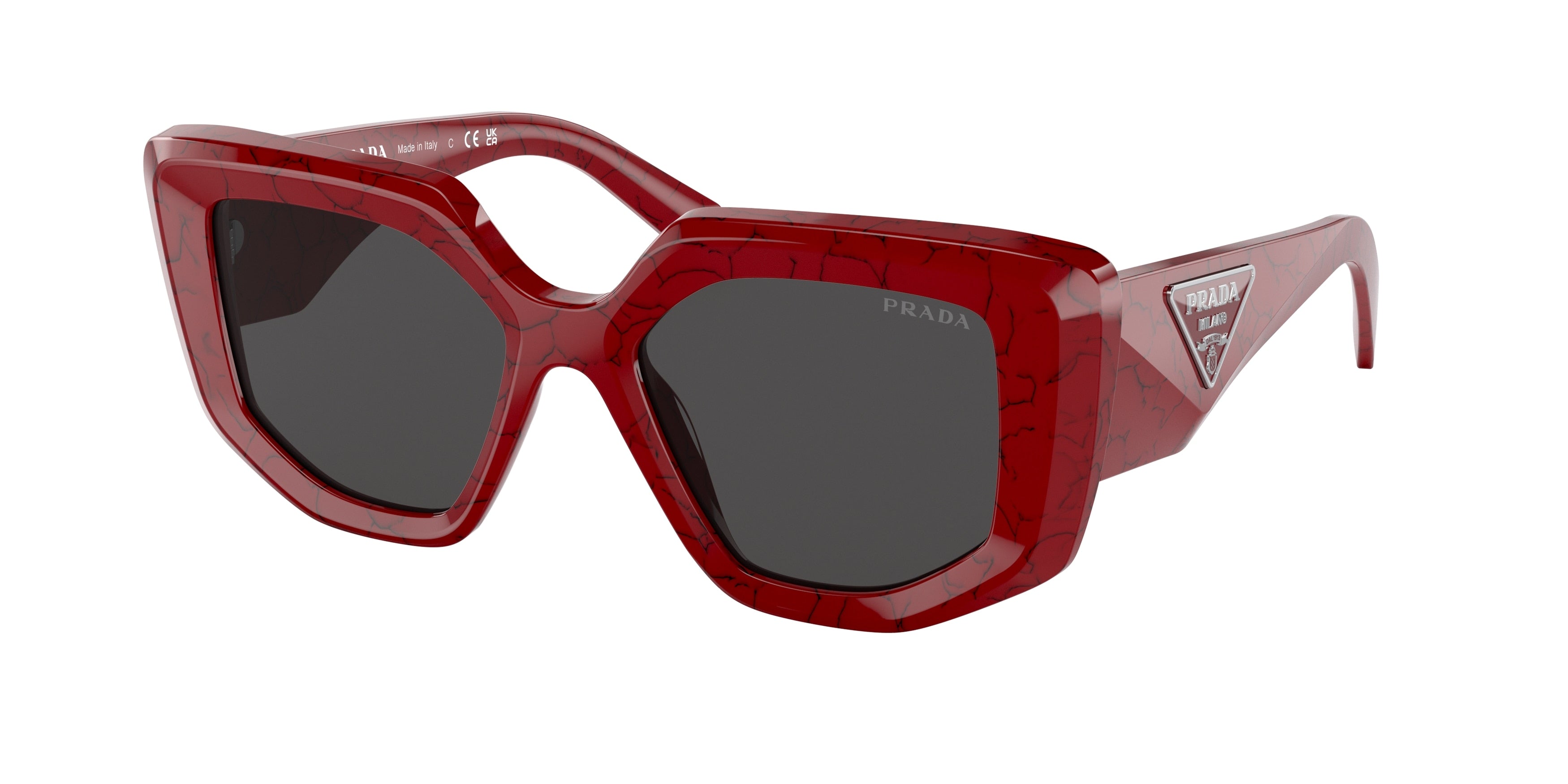 Prada PR14ZSF Irregular Sunglasses 15D5S0-Etruscan Marble 51-140-17 - Color Map Red