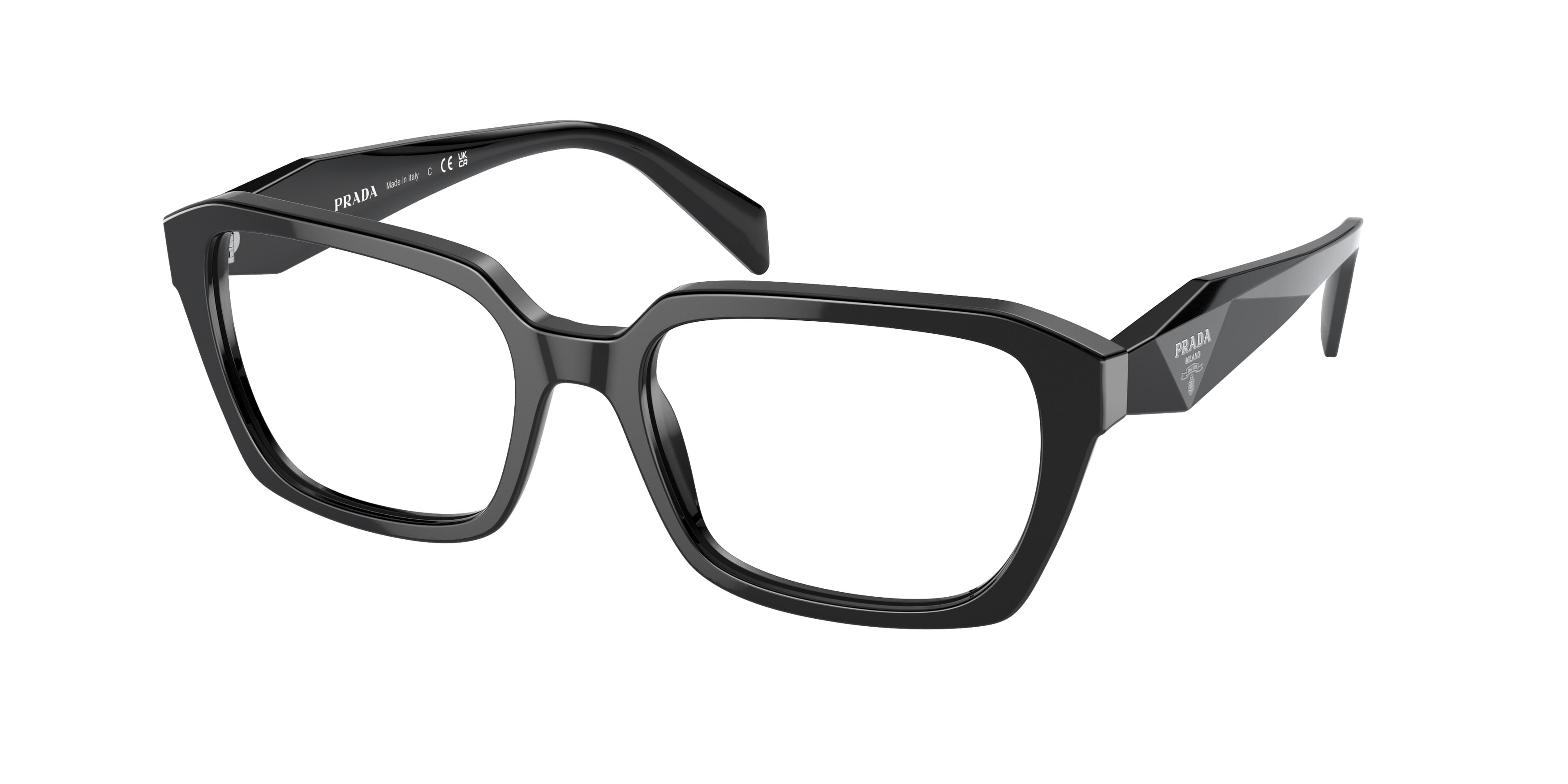 Prada PR14ZVF Irregular Eyeglasses 1AB1O1-Black 55-145-17 - Color Map Black