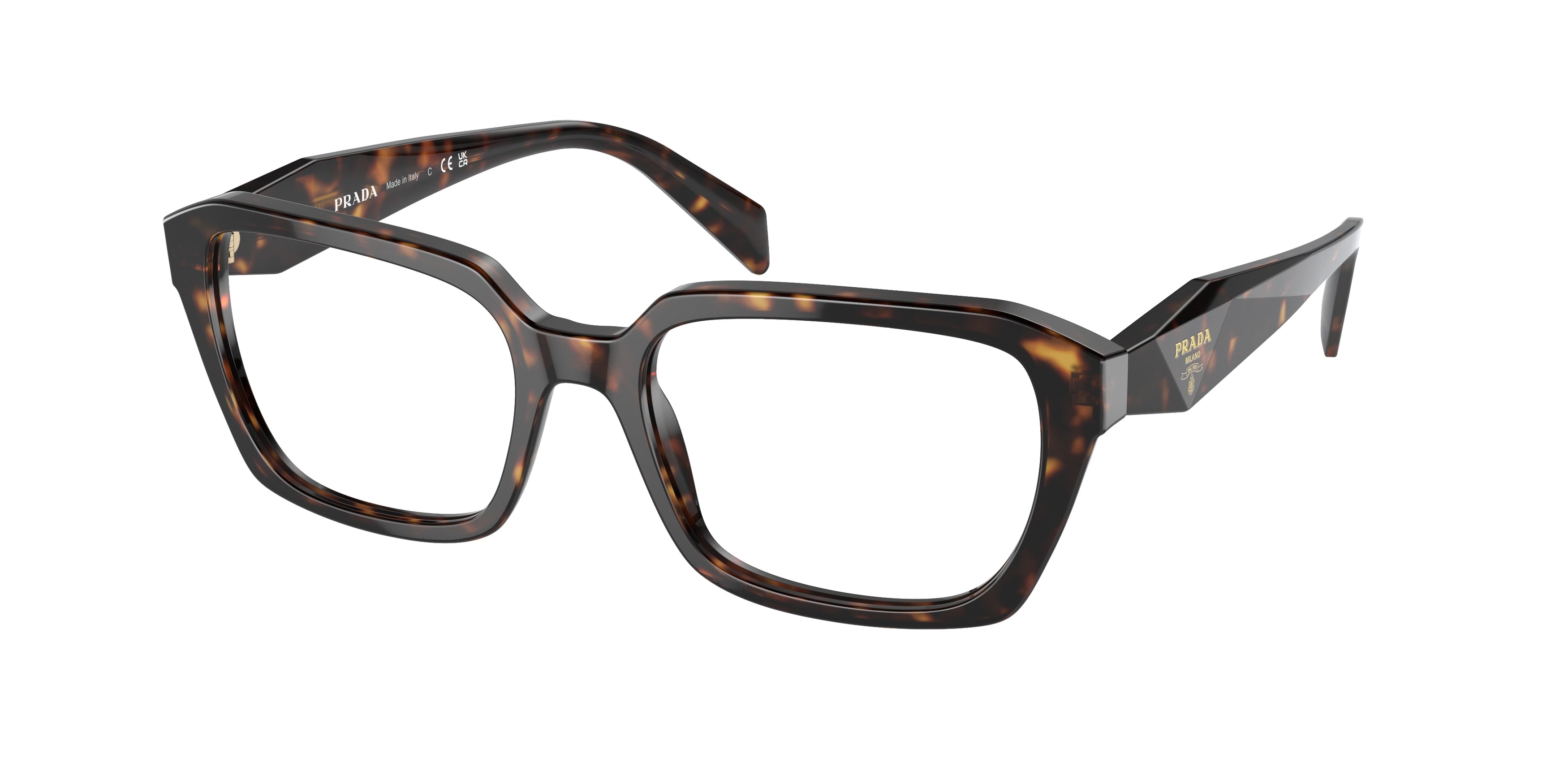 Prada PR14ZVF Irregular Eyeglasses 2AU1O1-Havana 55-145-17 - Color Map Tortoise