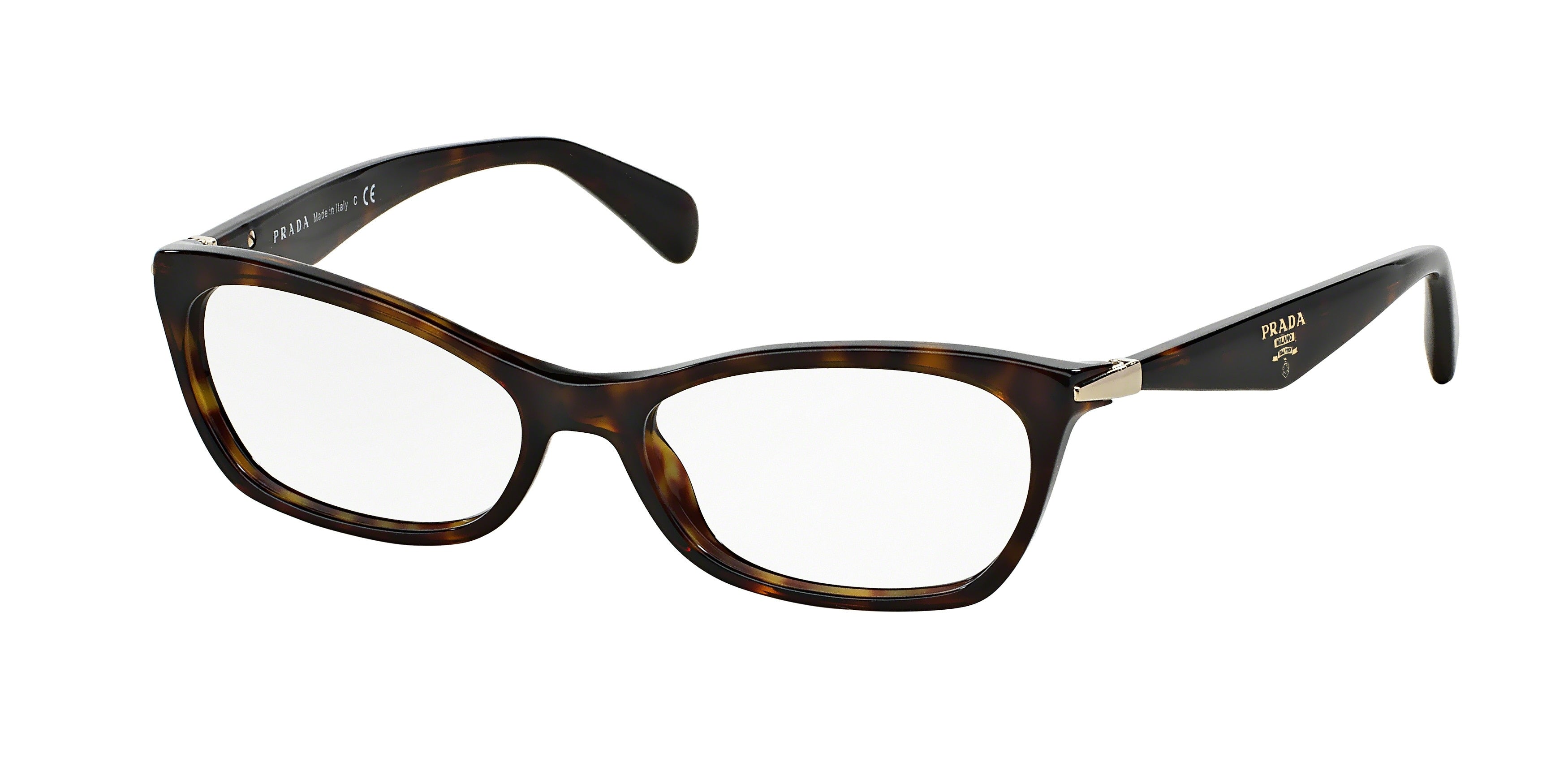 Prada CATWALK PR15PV Irregular Eyeglasses 2AU1O1-Havana 53-135-16 - Color Map Tortoise