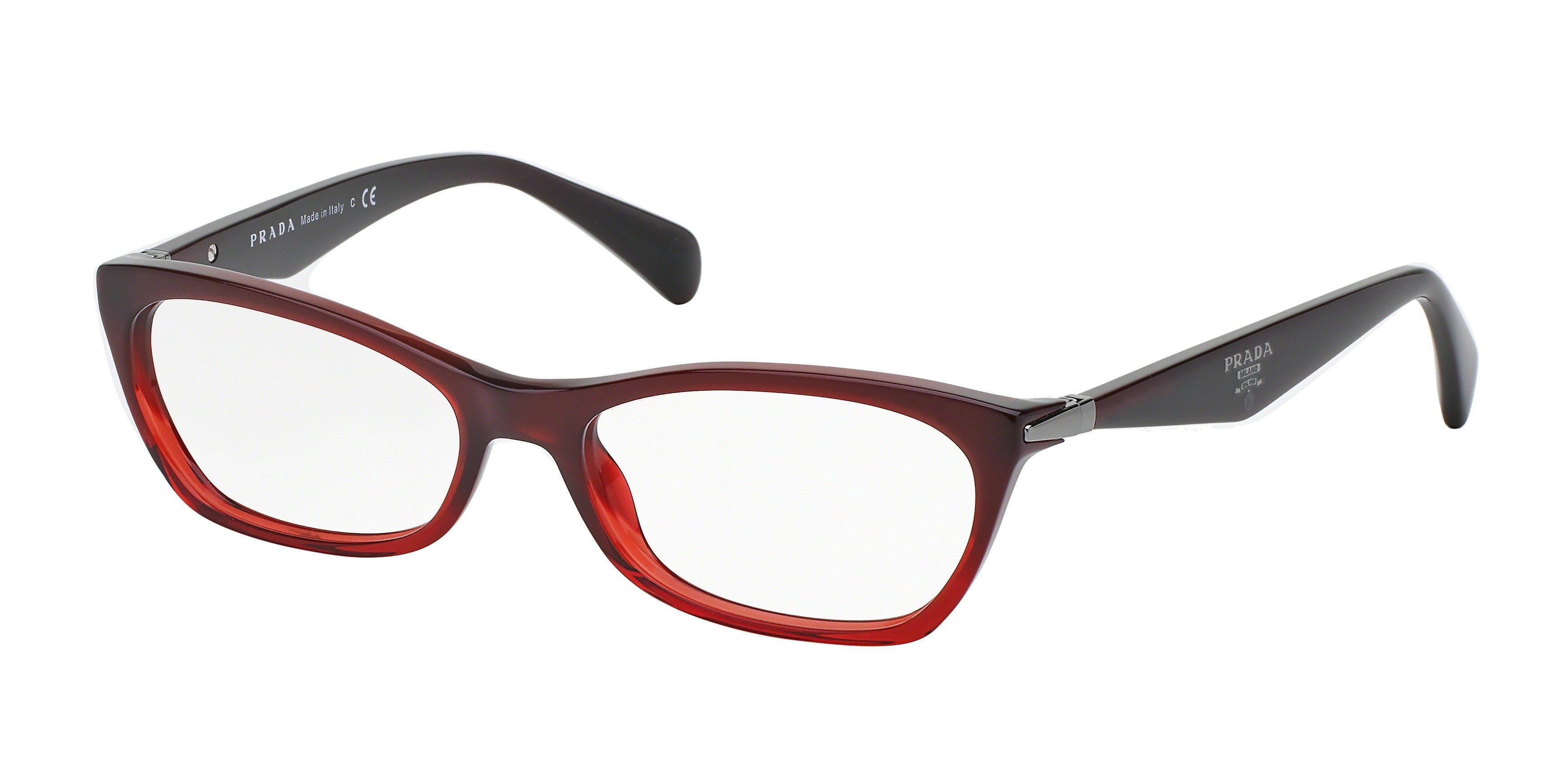 Prada CATWALK PR15PV Irregular Eyeglasses MAX1O1-Bordaux Gradient Red 53-135-16 - Color Map Red