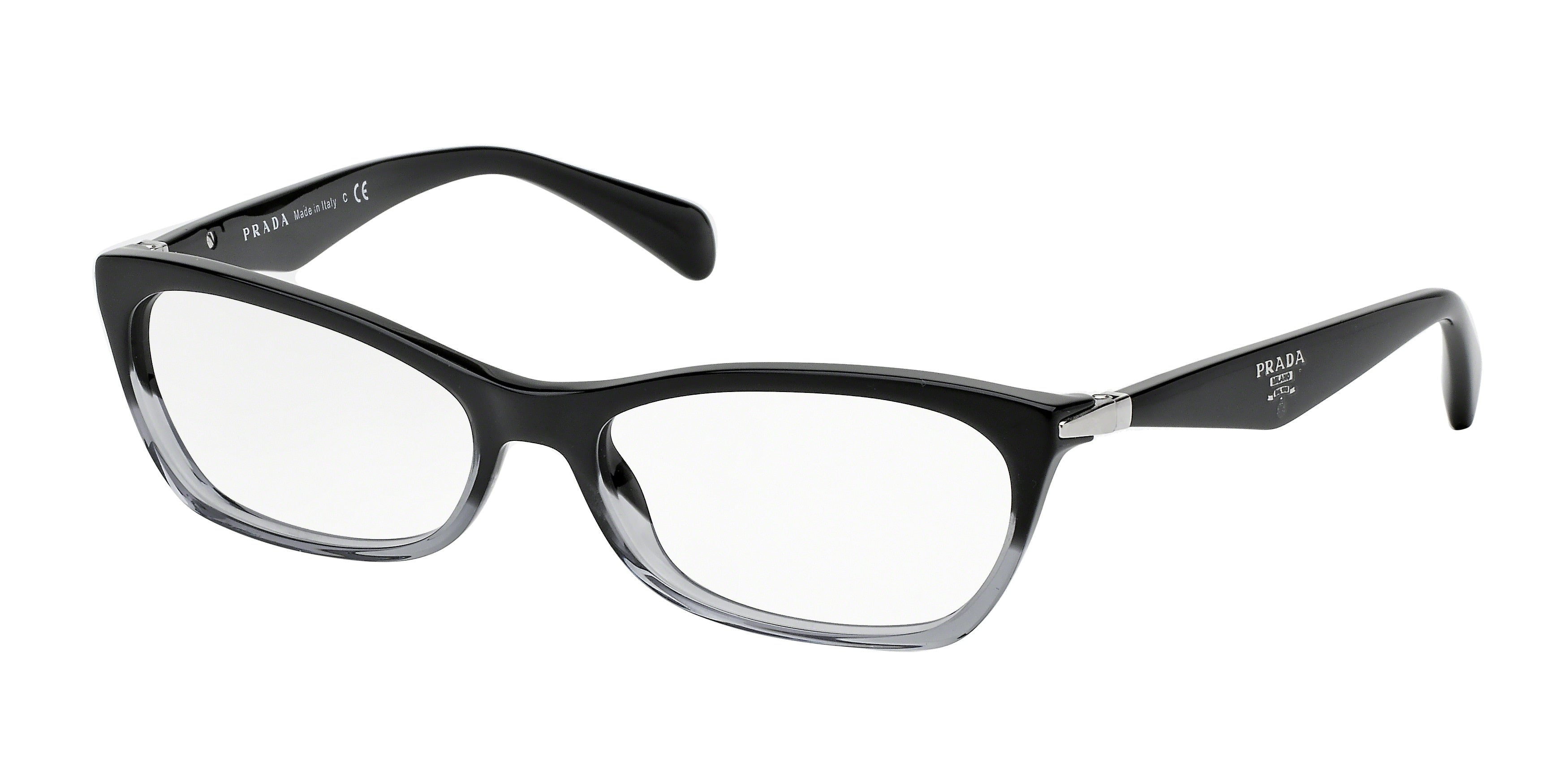 Prada CATWALK PR15PV Irregular Eyeglasses ZYY1O1-Black Gradient Transparent 53-135-16 - Color Map Black