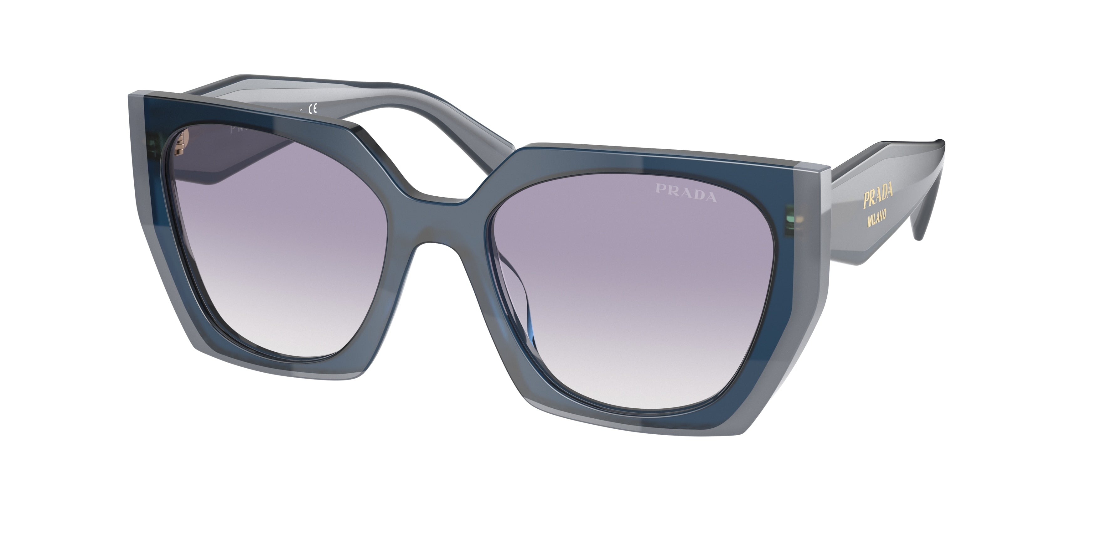 Prada PR15WS Rectangle Sunglasses 07Q409-Opal Astral 54-140-19 - Color Map Blue