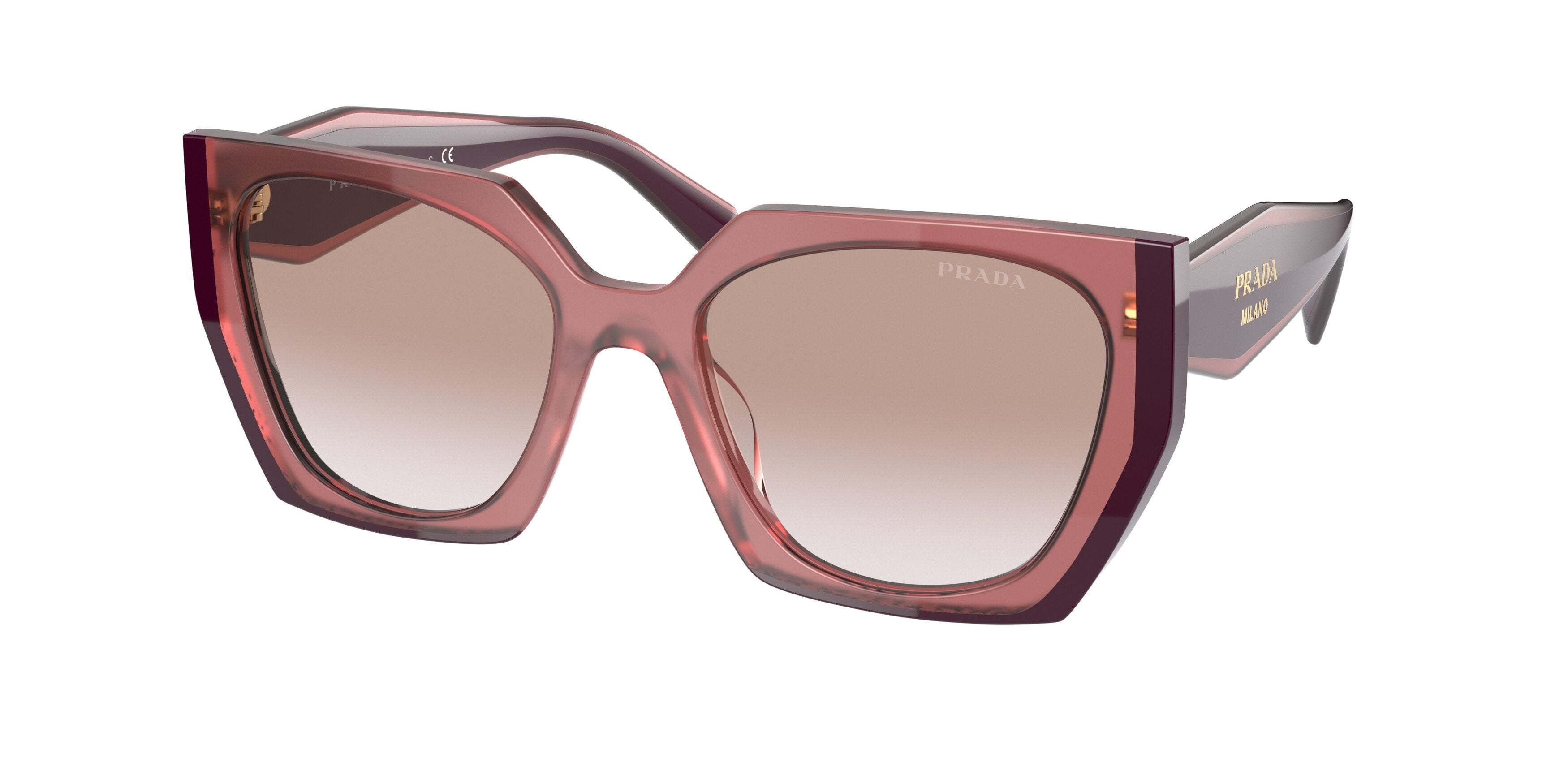Prada PR15WS Rectangle Sunglasses 1221L0-Opal Garnet 54-140-19 - Color Map Red