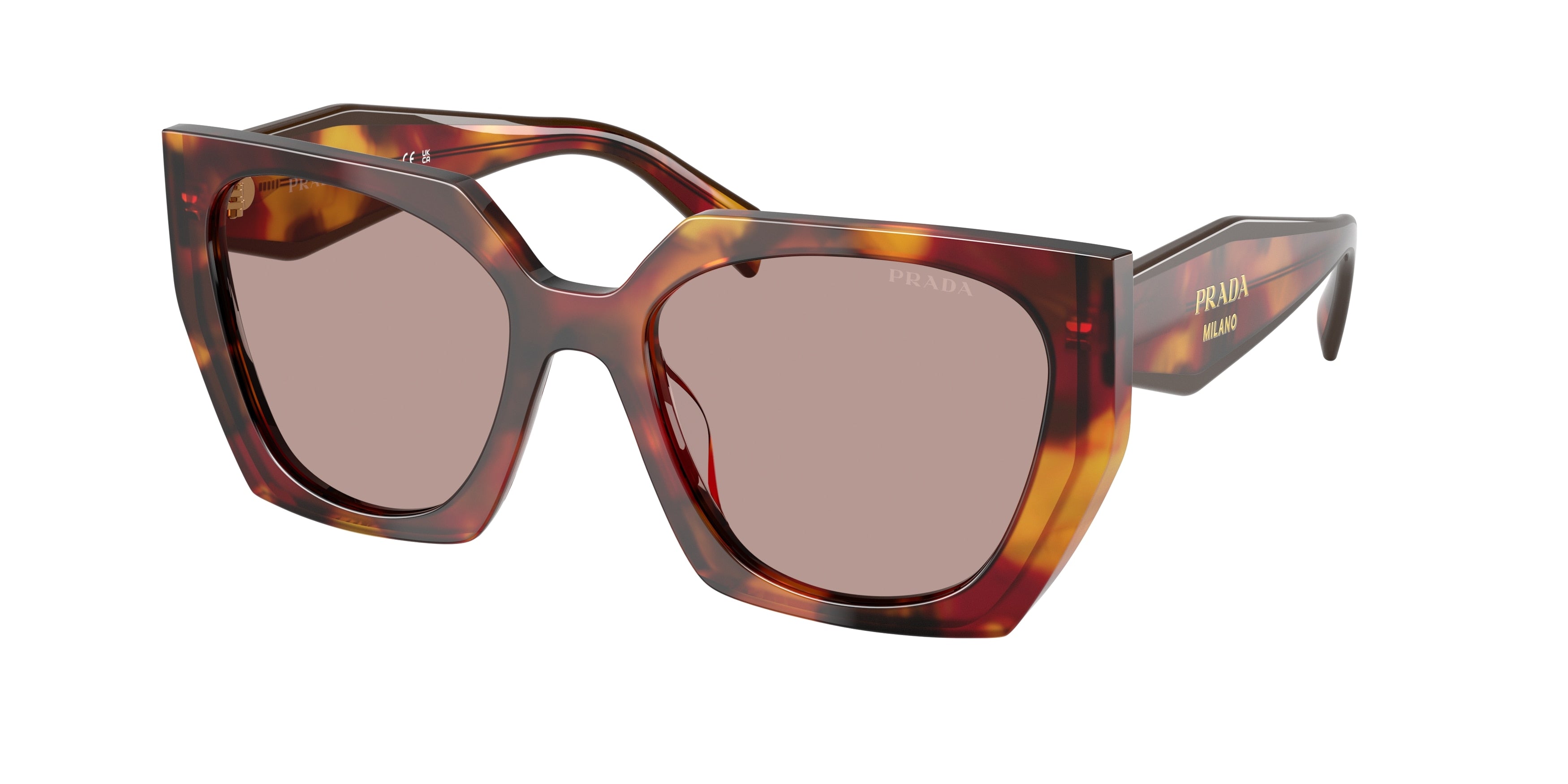 Prada PR15WS Rectangle Sunglasses 22A20I-Poppy Tortoise 54-140-19 - Color Map Tortoise