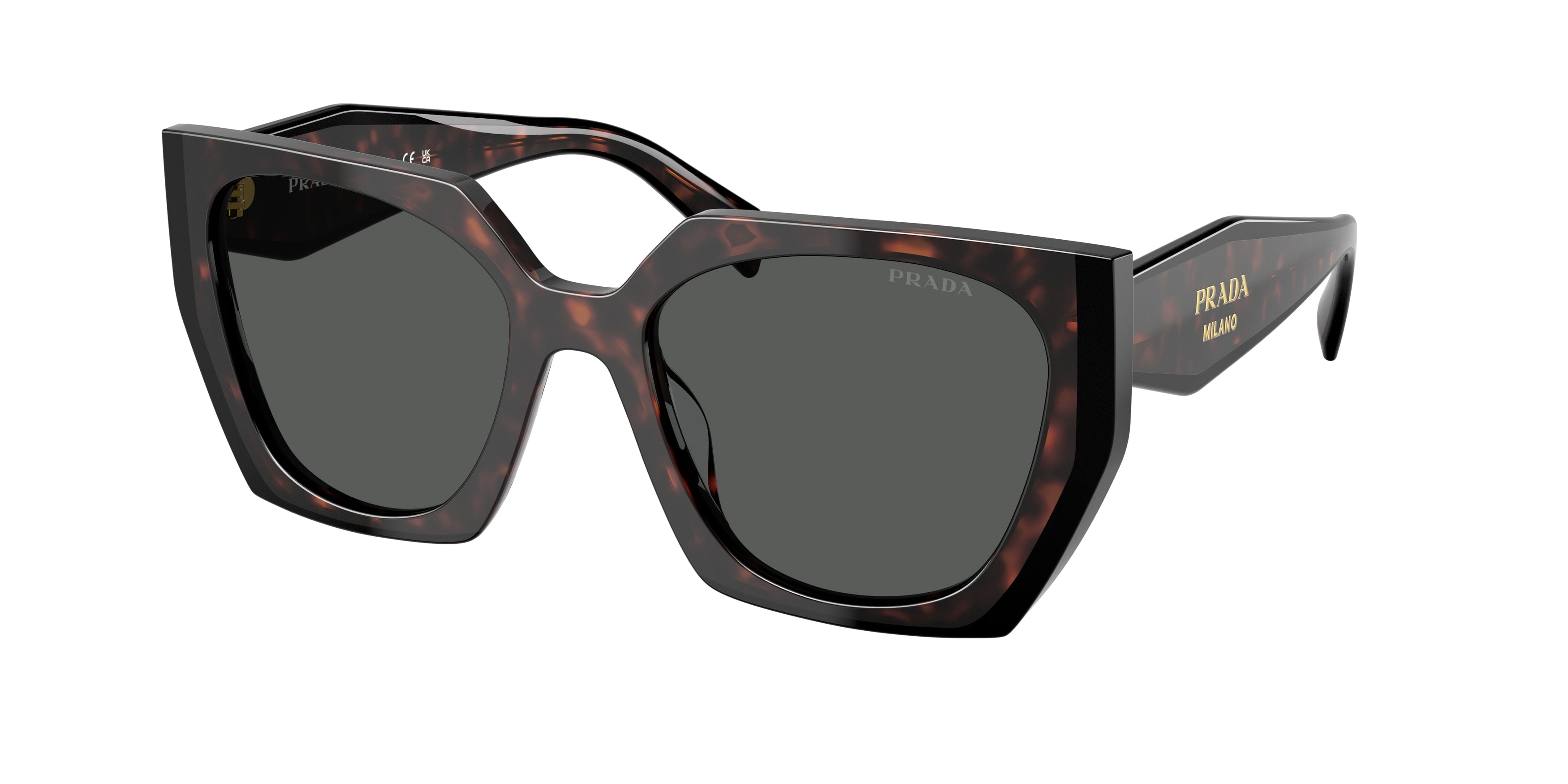 Prada PR15WS Rectangle Sunglasses 24B40L-Root/Black 54-140-19 - Color Map Tortoise