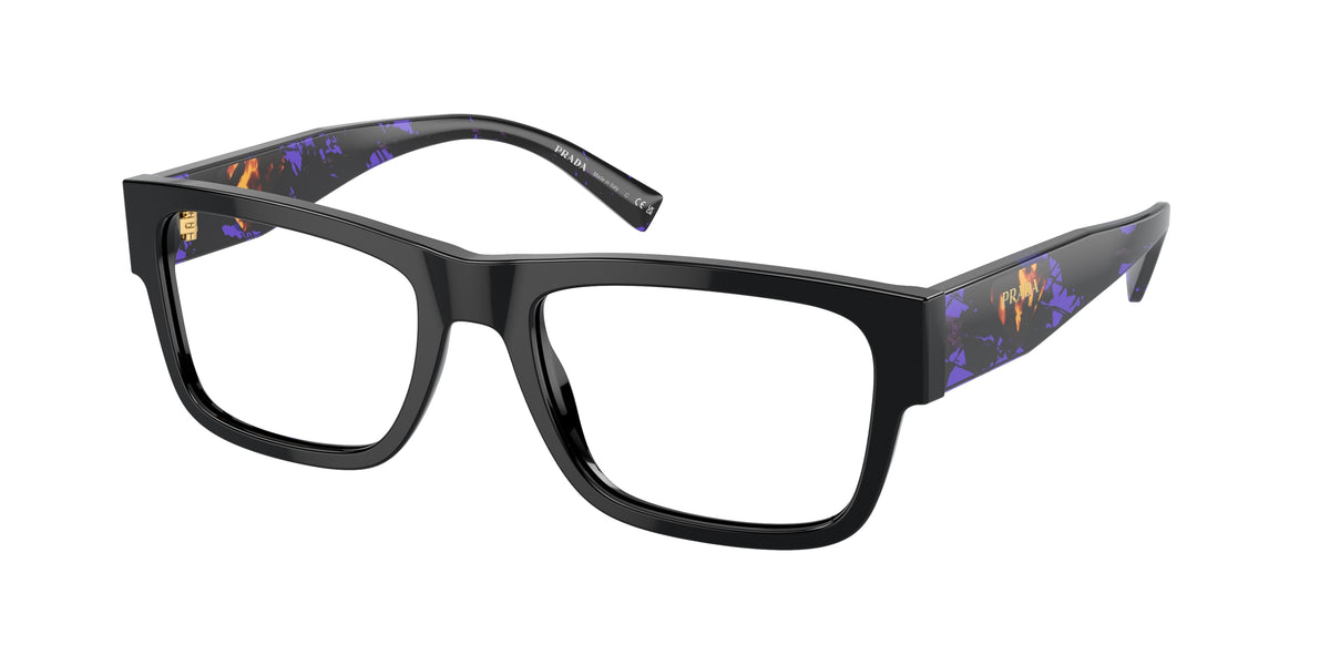 Prada PR15YV Rectangle Eyeglasses 19S1O1-Black 54-145-19 - Color Map Black