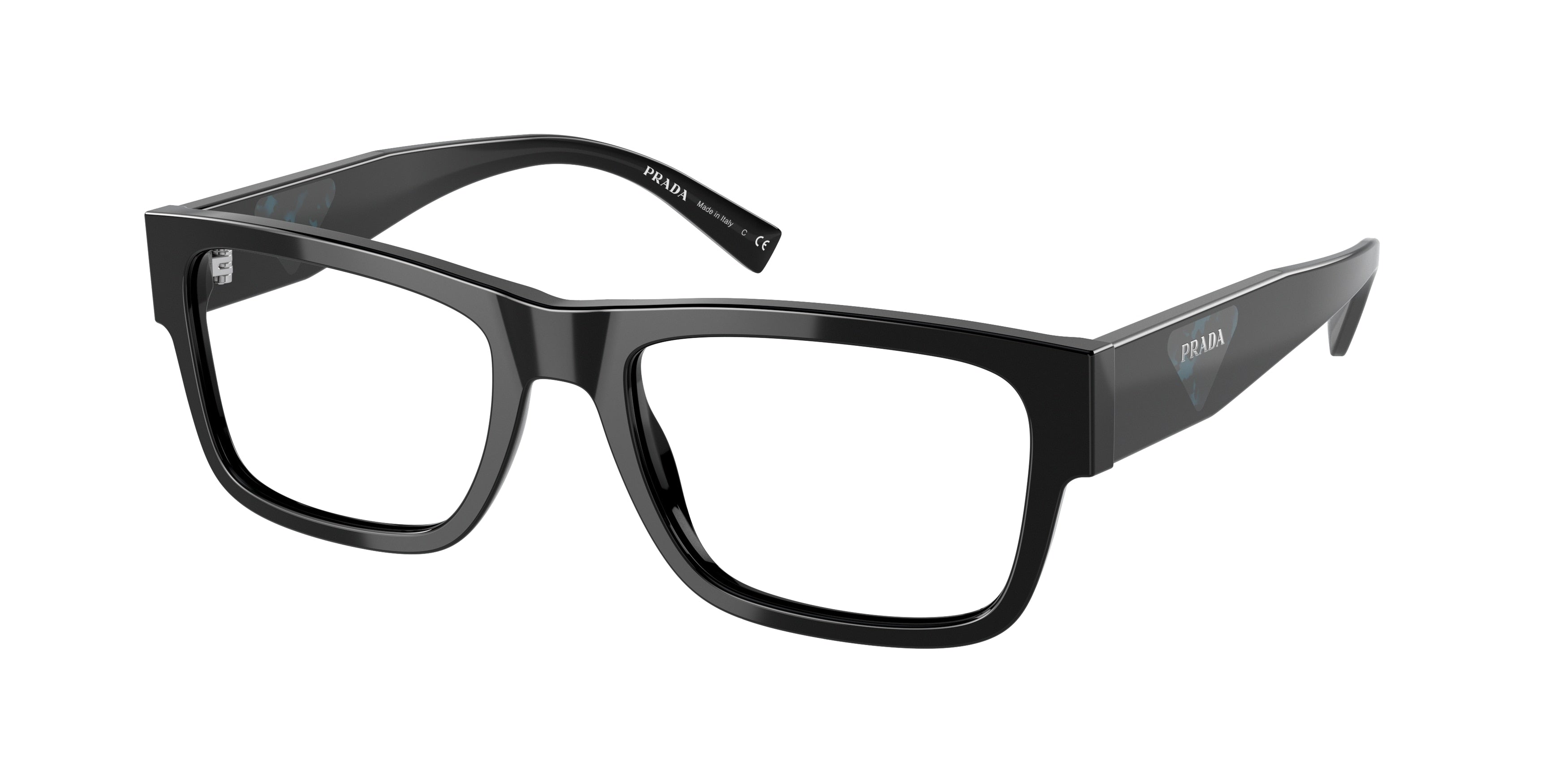 Prada PR15YV Rectangle Eyeglasses 1AB1O1-Black 54-145-19 - Color Map Black