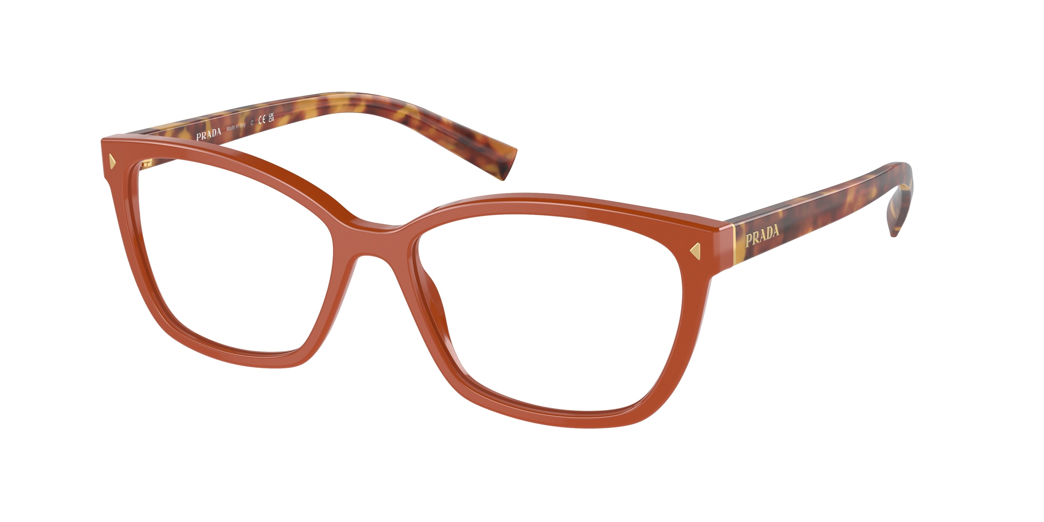 Prada PR15ZV Rectangle Eyeglasses 14J1O1-Red 55-145-16 - Color Map Red