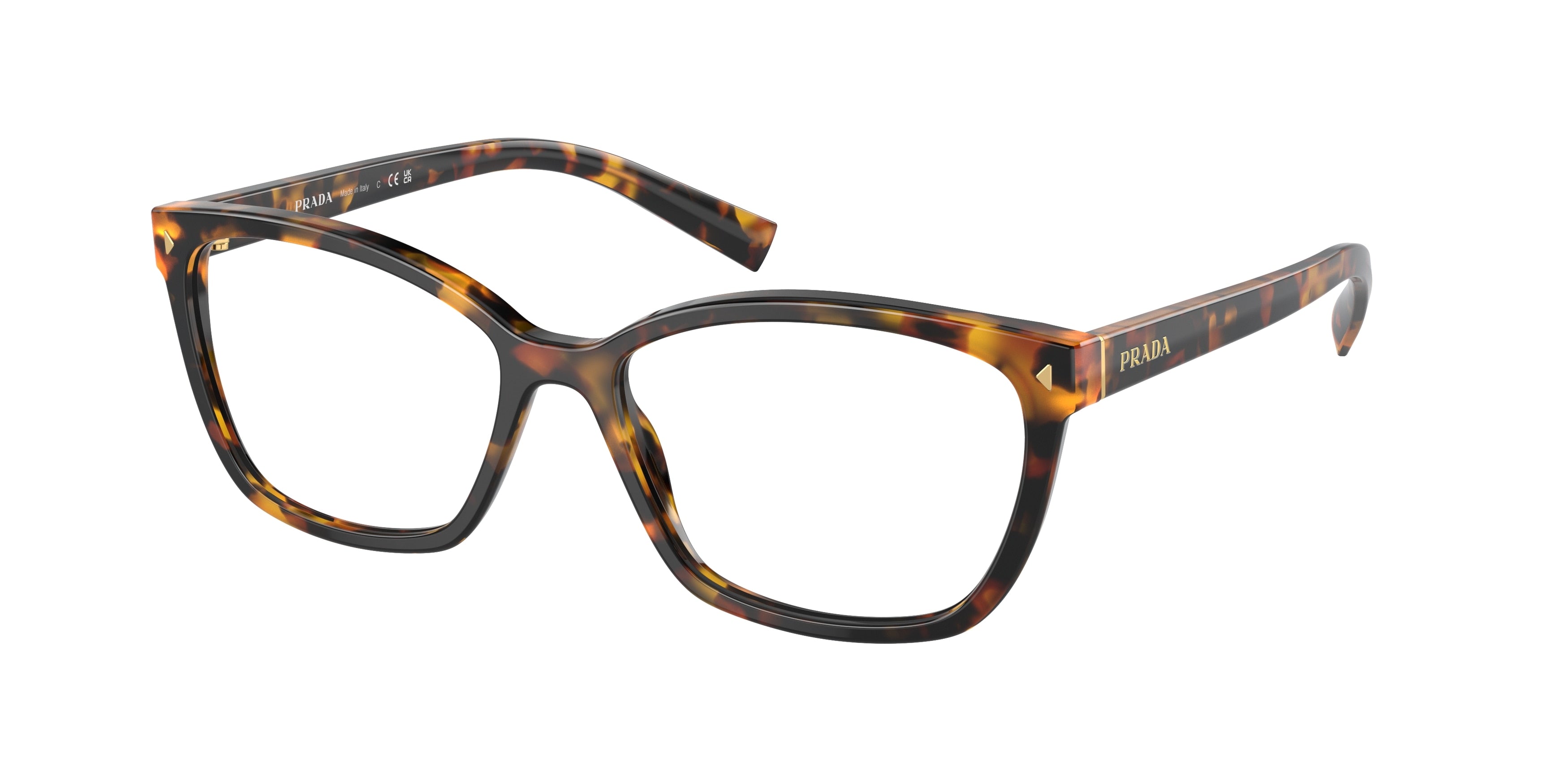 Prada PR15ZV Rectangle Eyeglasses VAU1O1-Havana 55-145-16 - Color Map Tortoise